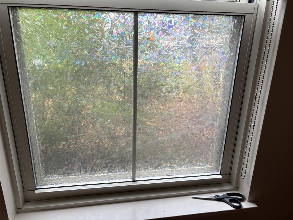 rabbitgoo Rainbow Window Privacy Film, Stained Glass Cling, 17.5