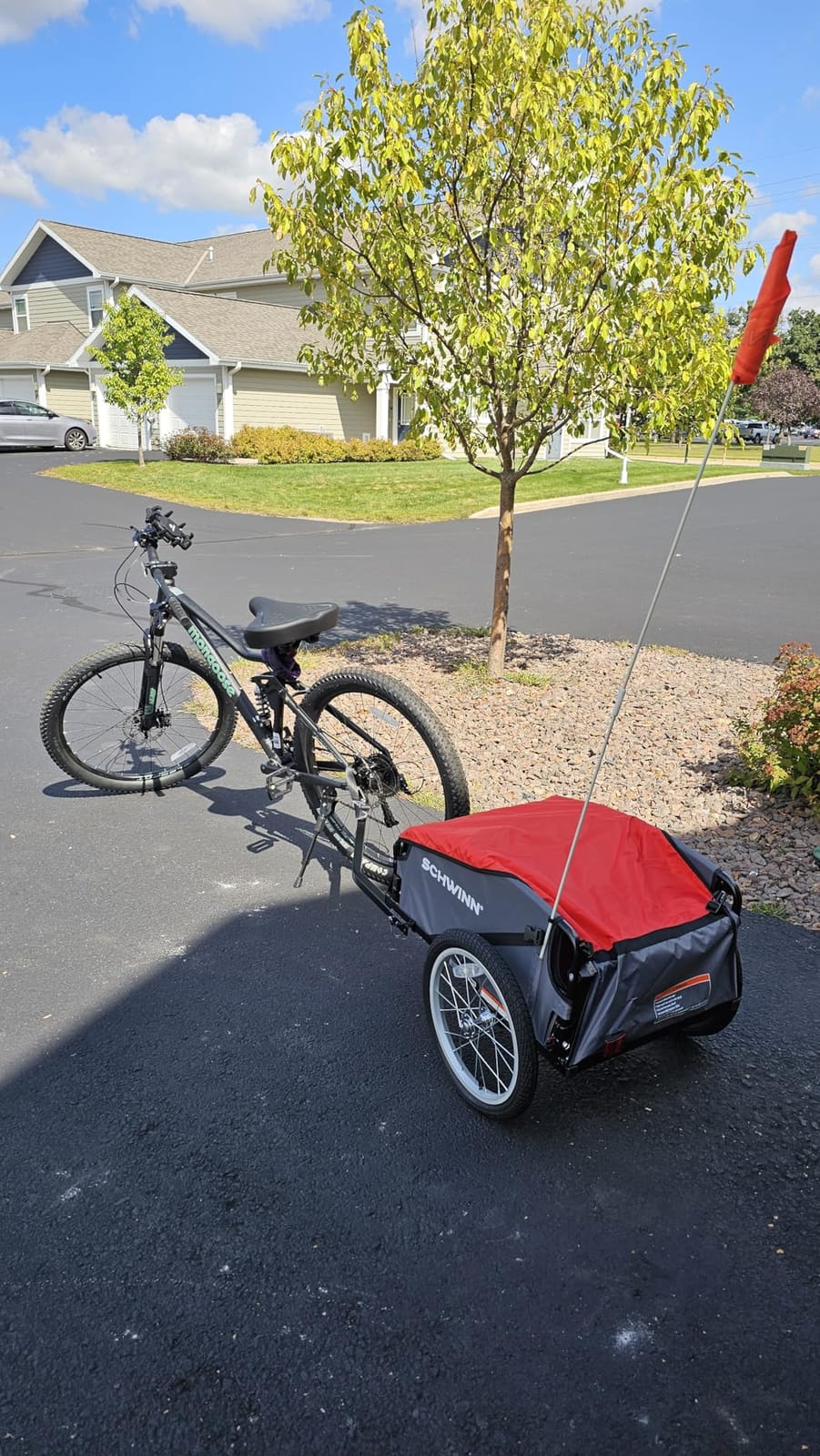 Schwinn Daytripper Bike Cargo Trailer, Holds up to 100 lb, Universal Coupler, Folding Frame, Quick-Release Wheels, 16-Inch Air-Filled Tires, Interior D-Rings, Schwinn Bike Trailer for Carrying Cargo customer photo 2