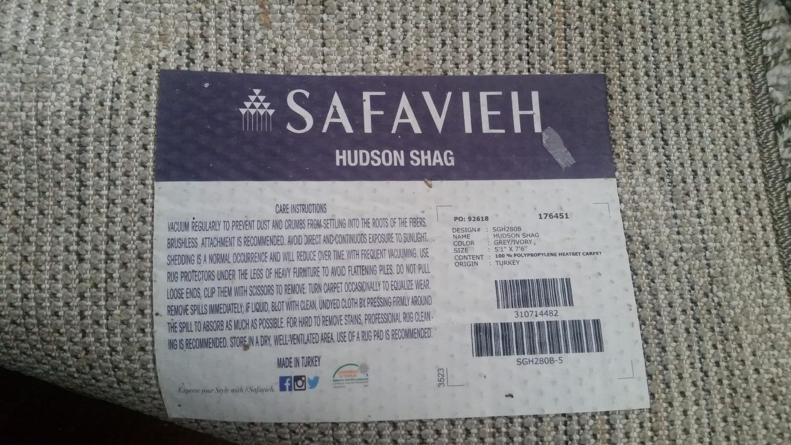 SAFAVIEH Hudson Shag Rug 9x12, Plush Trellis Large Beige & Ivory SGH280S customer photo 1