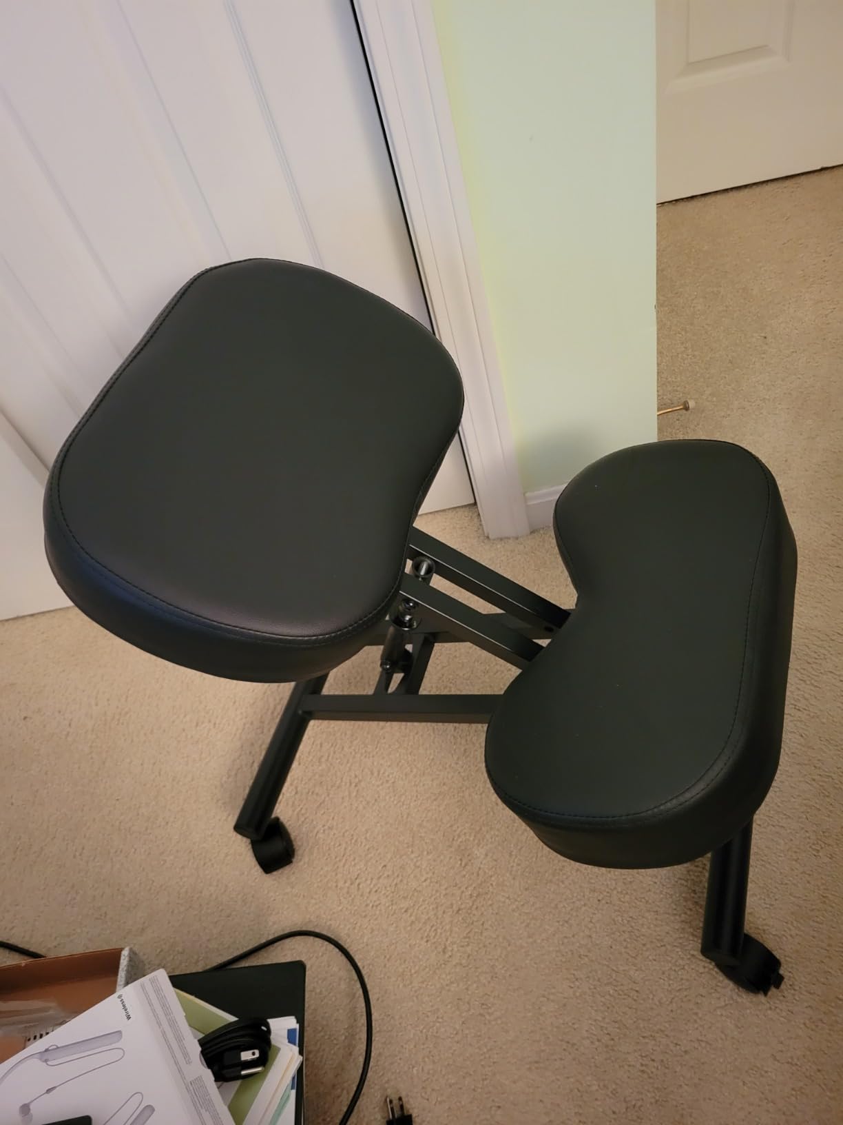 Ergonomic Kneeling Chair, Adjustable Stool for Home and Office - Improve Your Posture with an Angled Seat - Thick Comfortable Moulded Foam Cushions - Brake Casters customer photo 2
