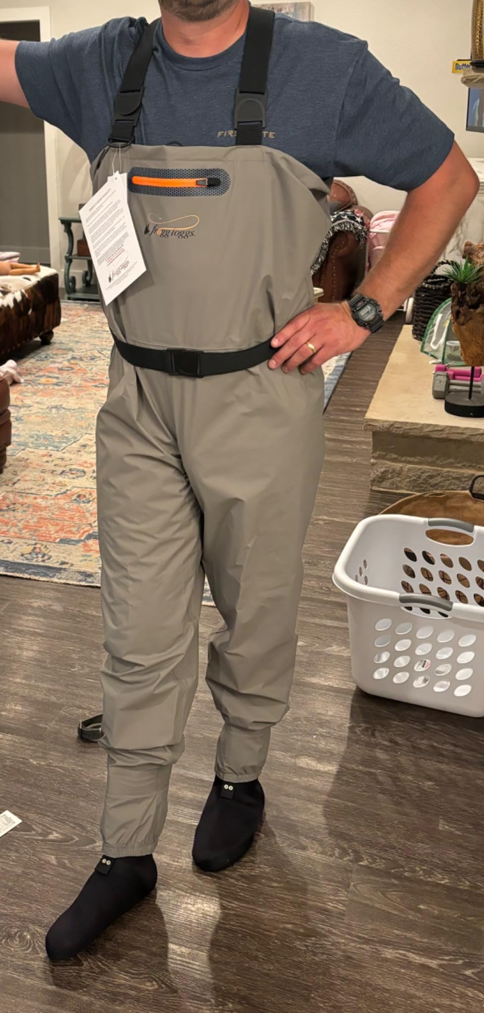 FROGG TOGGS Canyon II Waterproof Chest Fishing Waders, Stockingfoot | 4-Ply Nylon Upper, Double-Taped Neoprene Booties, Zippered Chest Pockets, Adjustable Y-Back Suspenders customer photo 2