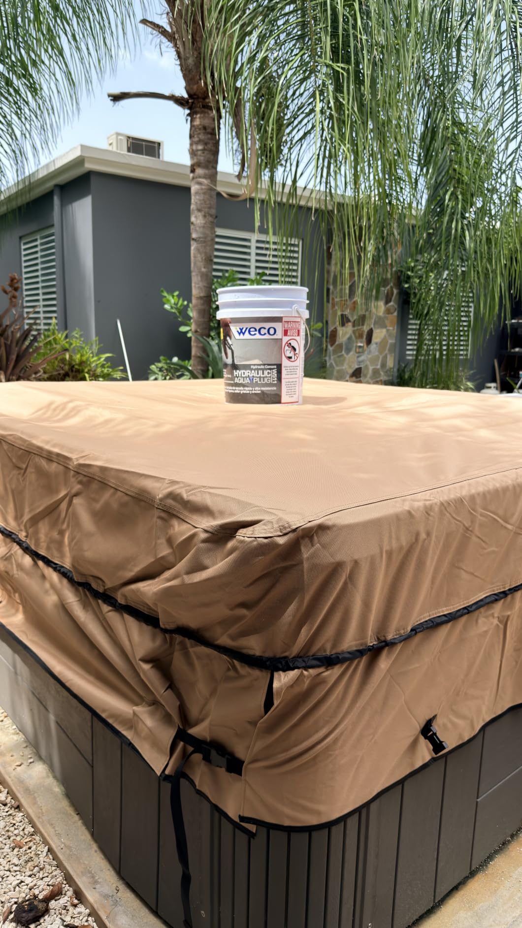 ULTCOVER Waterproof Square Hot Tub SPA Cover 85 inch | Heavy Duty 600D Polyester, UV Resistant, Hot Tub Hard Cover Protector customer photo 2