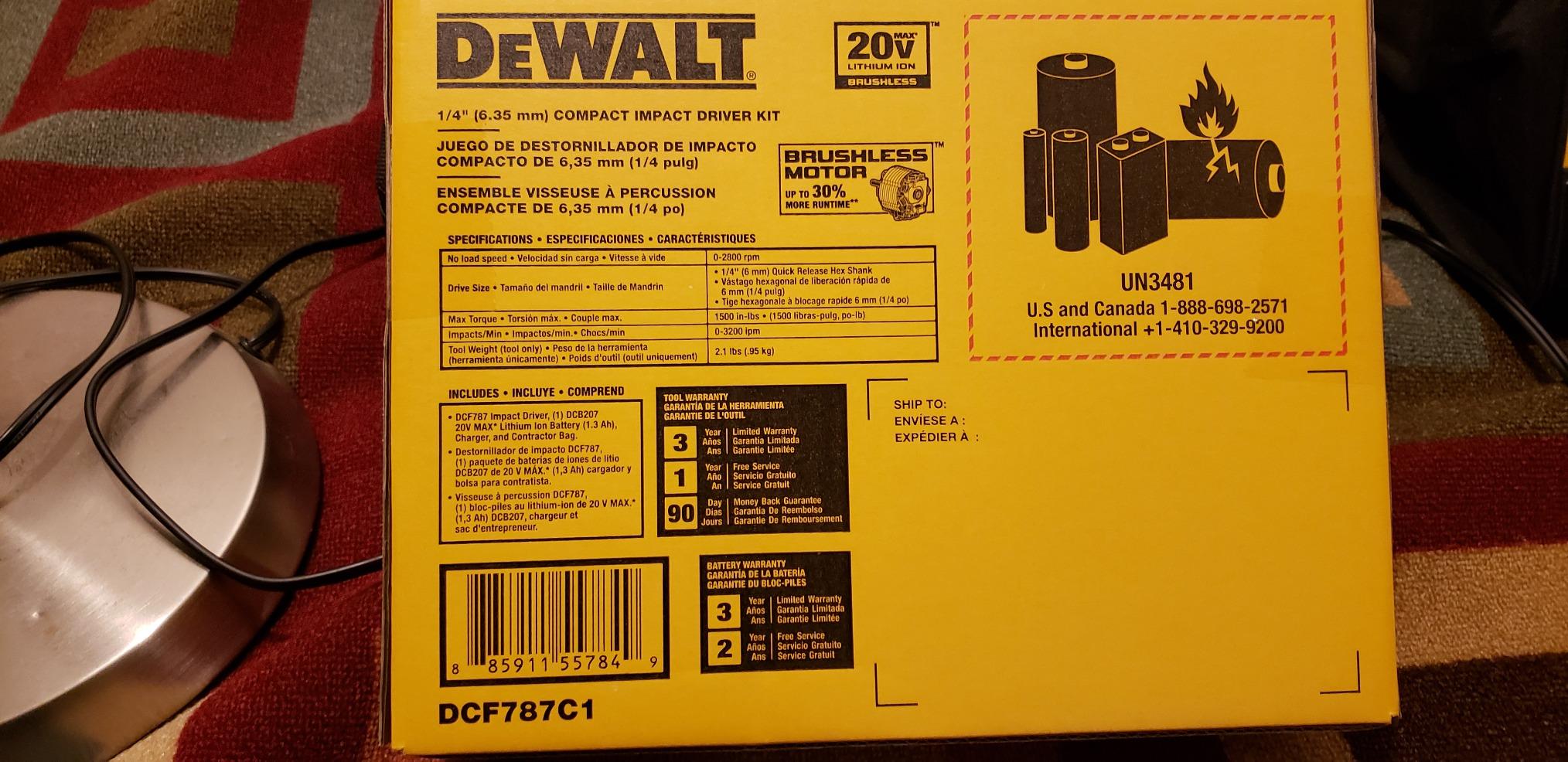 DEWALT 20V MAX Impact Driver Kit, Cordless, Storage Bag, Battery, and Charger Included (DCF787C1) customer photo 1