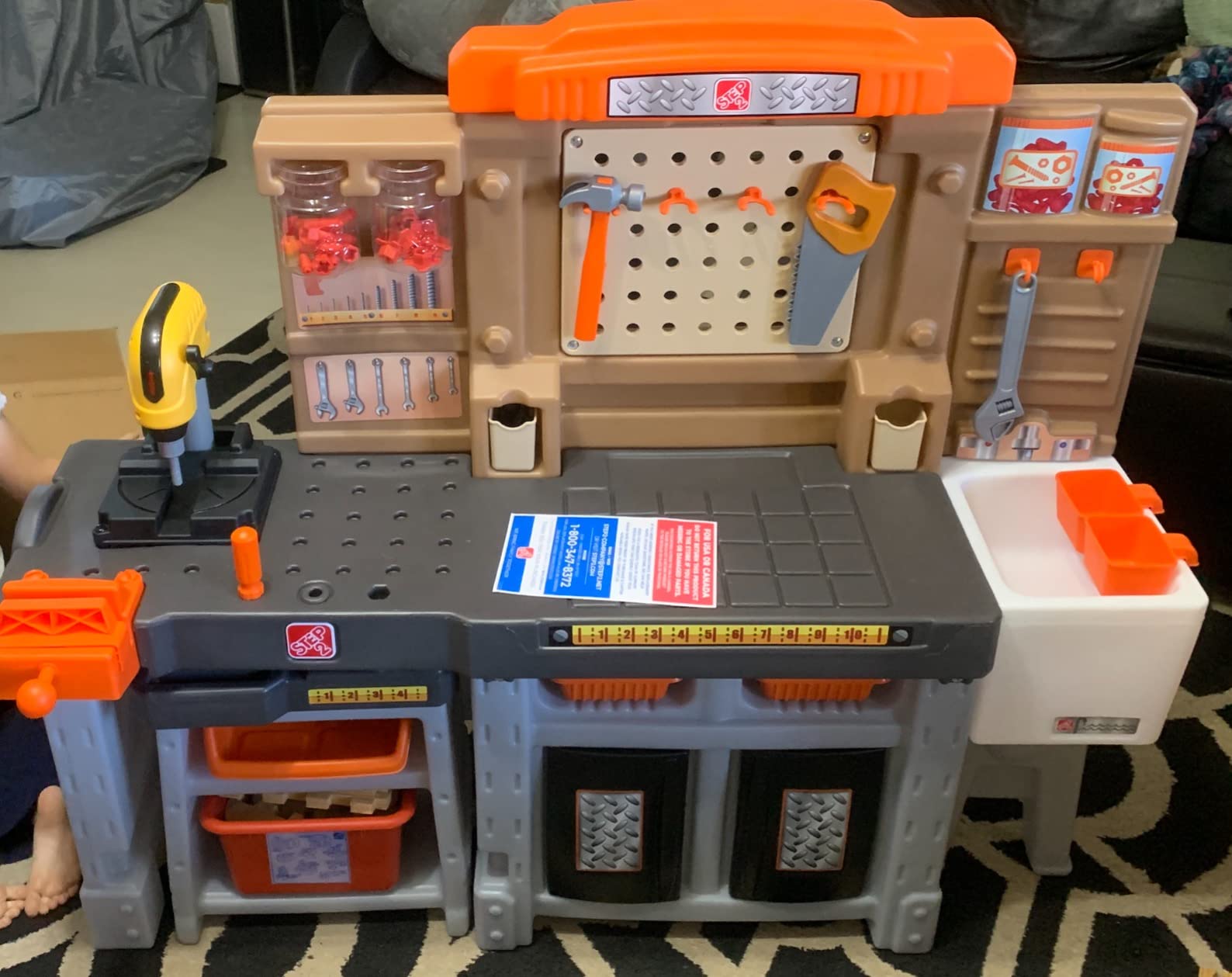 Step2 Pro Play Kids Workshop with Utility Bench, Indoor/Outdoor Tool Bench for Children, Interactive Play with Sounds, Made of Durable Plastic, Includes 76 Piece Toy Accessories, Toddlers 3+ Years Old customer photo 1