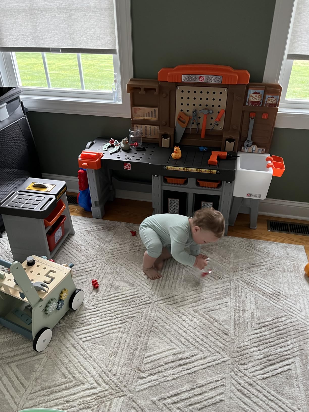 Step2 Pro Play Kids Workshop with Utility Bench, Indoor/Outdoor Tool Bench for Children, Interactive Play with Sounds, Made of Durable Plastic, Includes 76 Piece Toy Accessories, Toddlers 3+ Years Old customer photo 2
