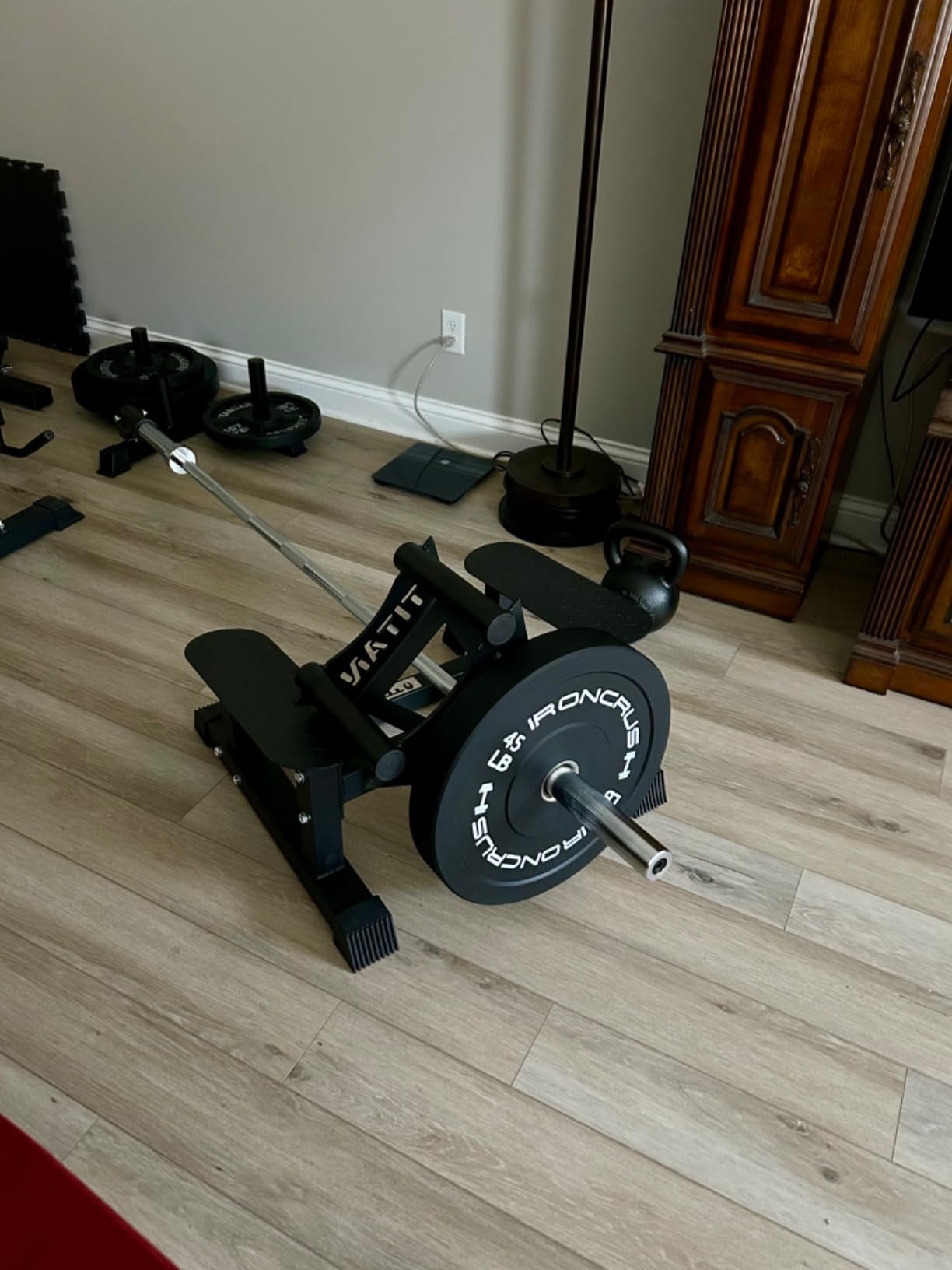 Titan Fitness T Bar Rowing Platform, Elevated/Angled Design for Rows at a Deficit, T Bar Row Platform with Diamond-Plated Footplates, T Bar Platform with Protective UHMW Strip, Non-Slip Rubber Feet customer photo 2