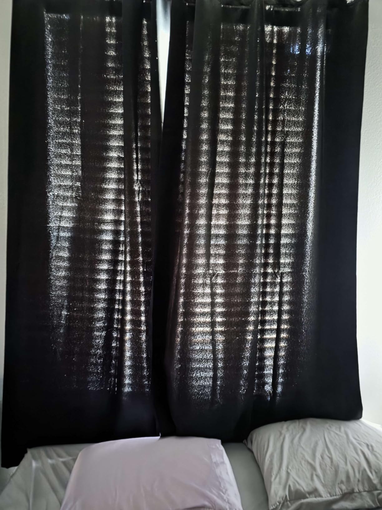 LEMOMO Blackout Curtains 52 x 84 inches Long Black Curtains Set of 2 Panels Thermal Insulated Room Darkening Curtains for Bedroom customer photo 2