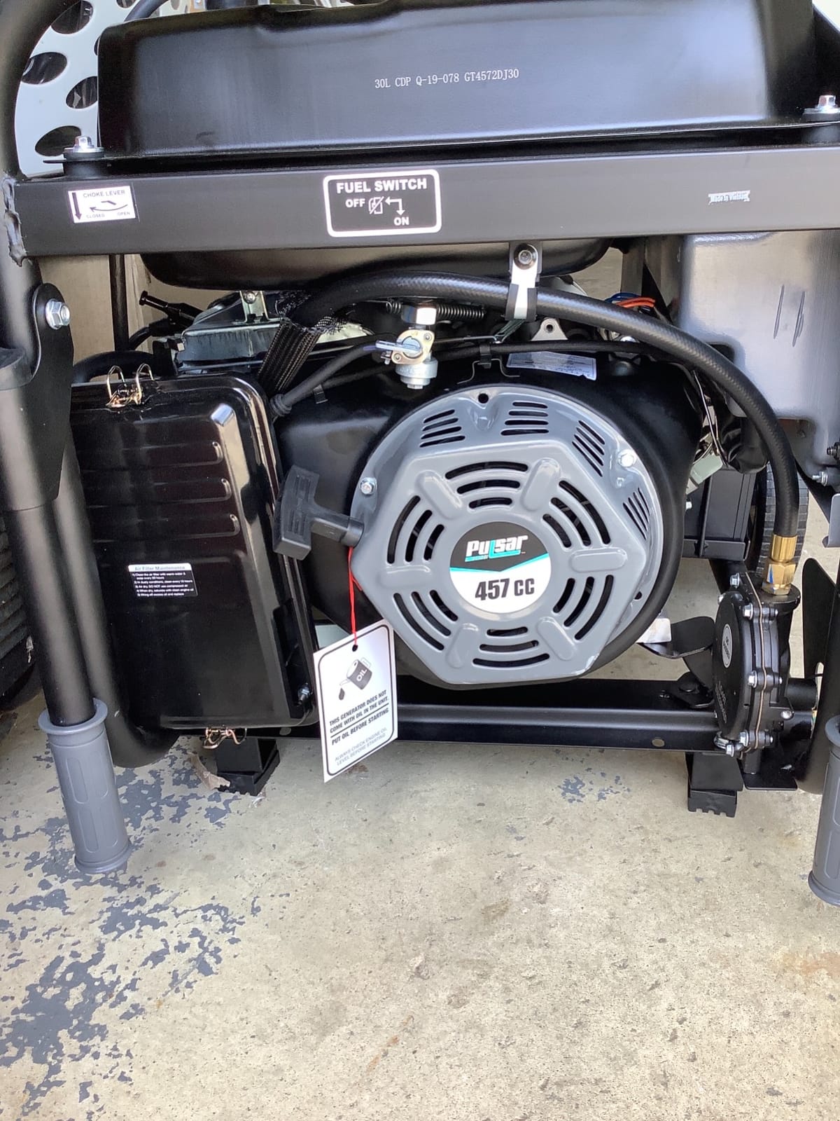 Pulsar G12KBN Heavy Duty Portable Dual Fuel Generator - 9500 Rated Watts & 12000 Peak Watts - Gas & LPG - Electric Start - Transfer Switch & RV Ready - CARB Compliant customer photo 1