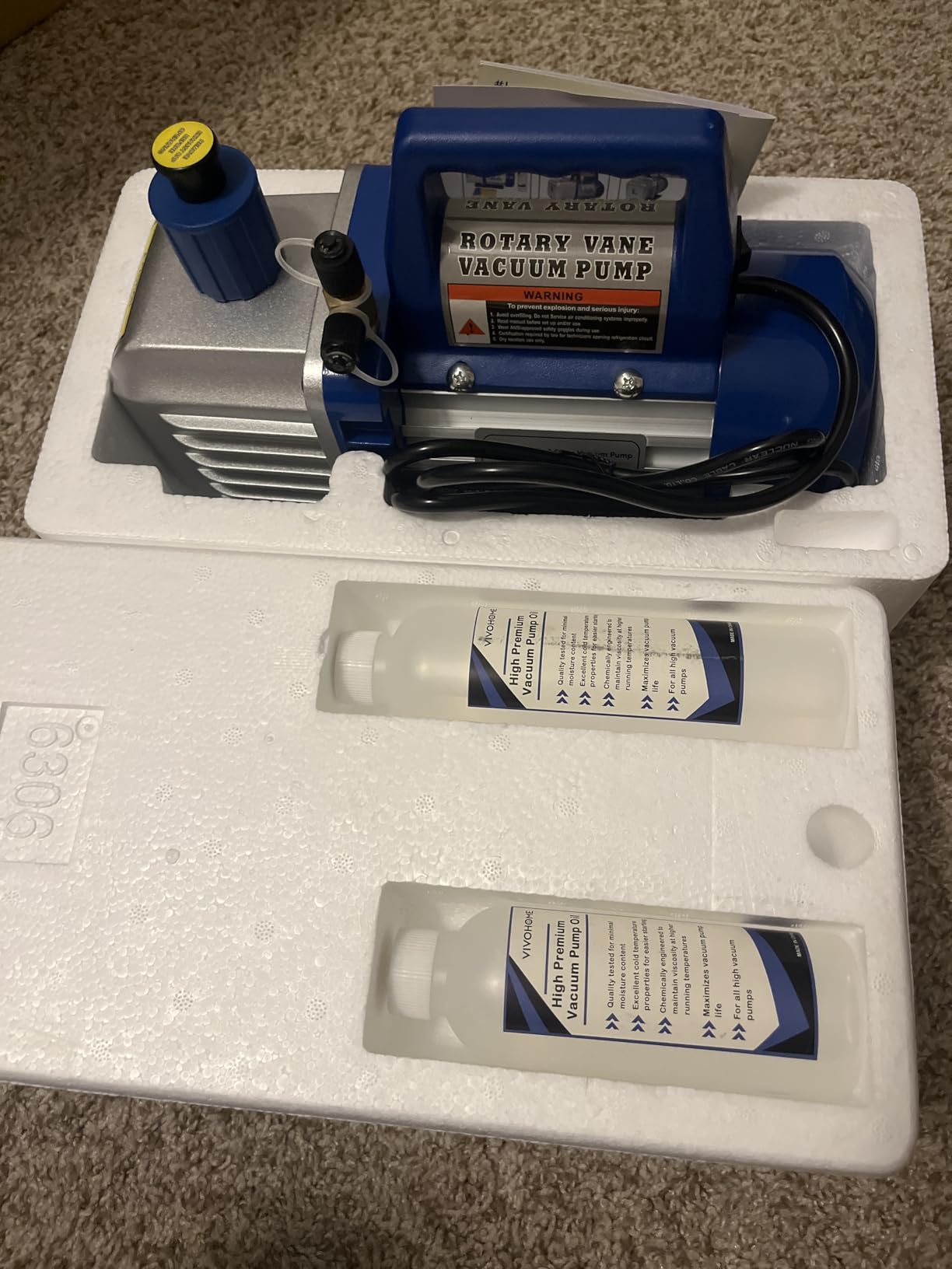 VIVOHOME 110V 1/2 HP 5 CFM Dual Stage Rotary Vane HVAC Air Vacuum Pump | AC Vacuum Pump for Home Automotive Air Conditioner R134a R12 R22 R502 R410a AC System with Oil Bottle customer photo 2
