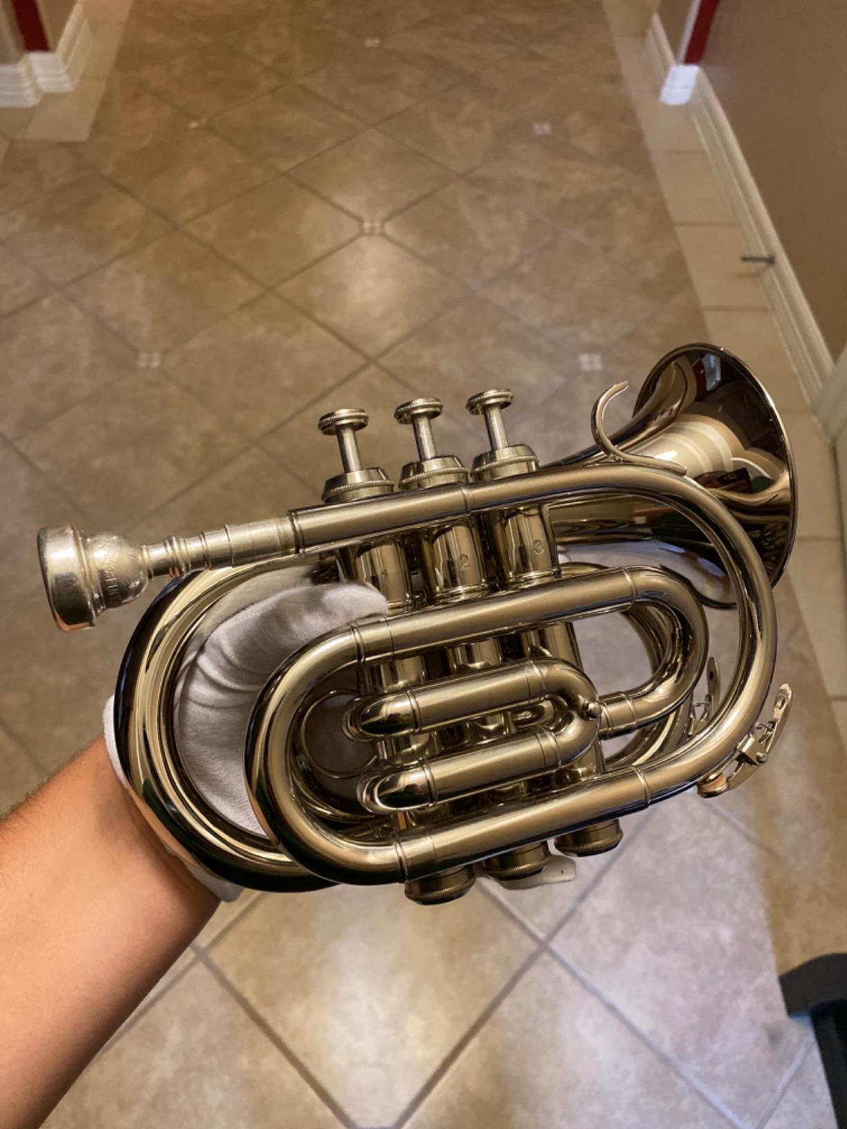 Eastar Bb Pocket Trumpet Brass, Nickel, Case Full Kit, ETR-330N customer photo 2
