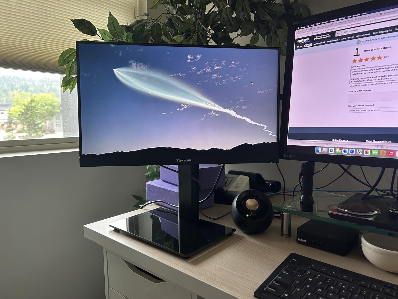 Single LCD Computer Monitor Free-Standing Desk Stand Mount Riser for 13 inch to 32 inch screen with Swivel, Height Adjustable, Rotation, Vesa Base Stand Holds One (1) Screen up to 77Lbs (HT05B-001) customer photo 2