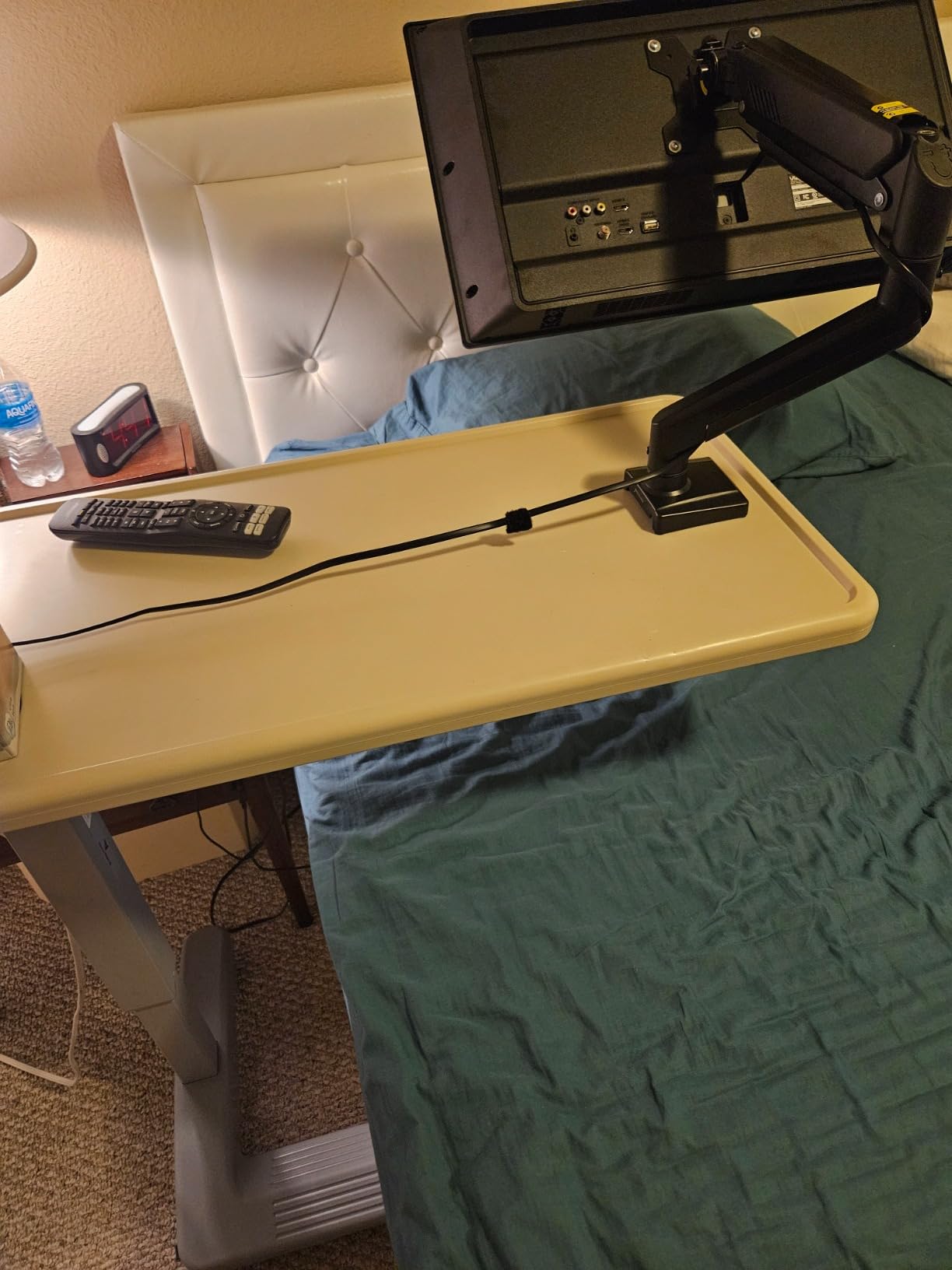 Vaunn Medical Adjustable Overbed Exam Bedside Table with Wheels (Hospital and Home Use), New Tabletop, Light Gray customer photo 2