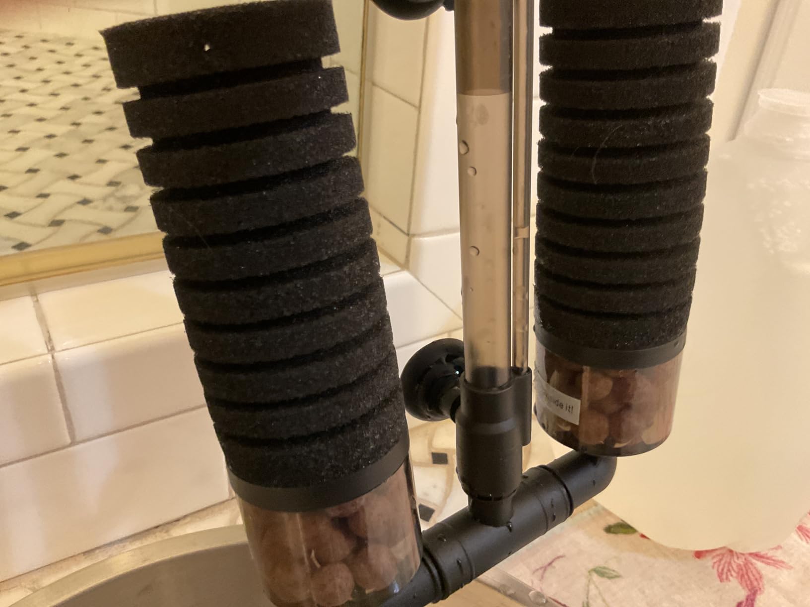 Hygger Aquarium Double Sponge Filter, Comes with 2 Spare Sponges, 1 Bag of Bio Ceramic Media Balls, Quiet Submersible Foam Filter for Fresh Water and Salt-Water Fish Tank (S) customer photo 2