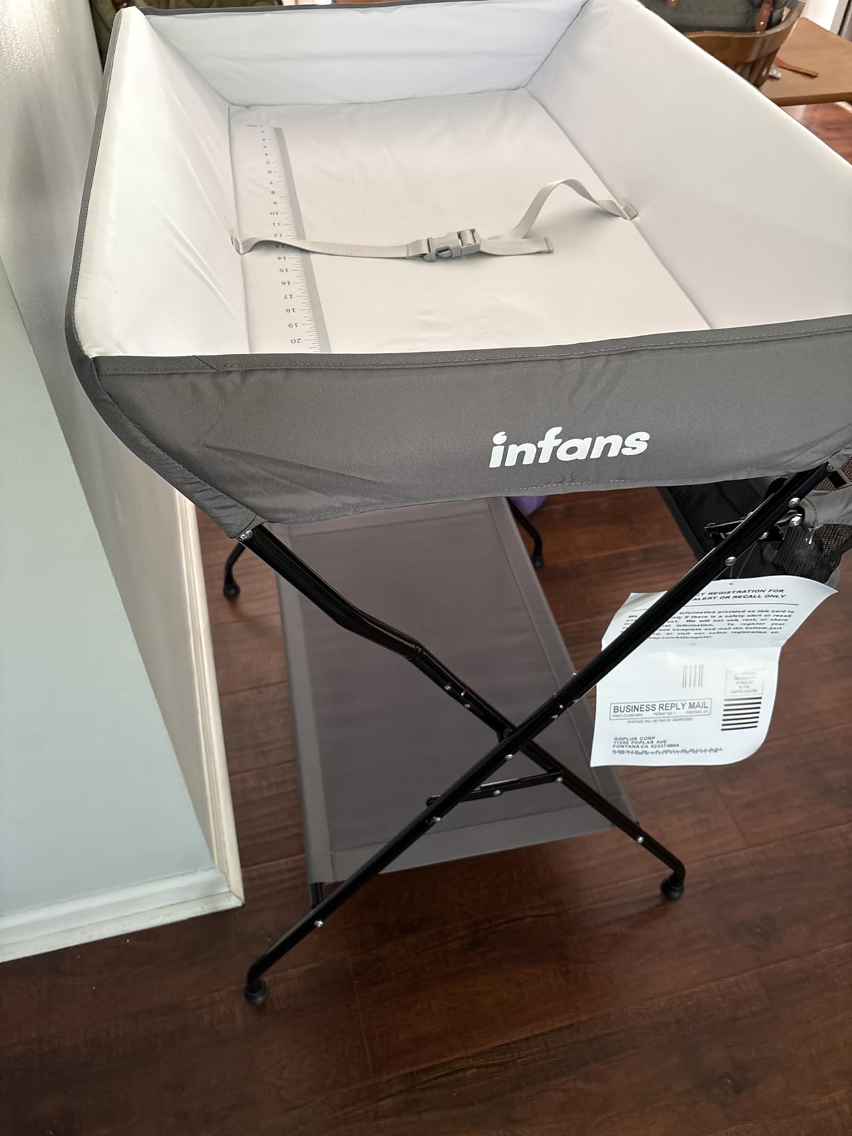 INFANS Baby Changing Table, Folding Diaper Station Portable Nursery Organizer with Safety Belt and Large Storage Racks for Newborn Baby and Infant (Black) customer photo 1