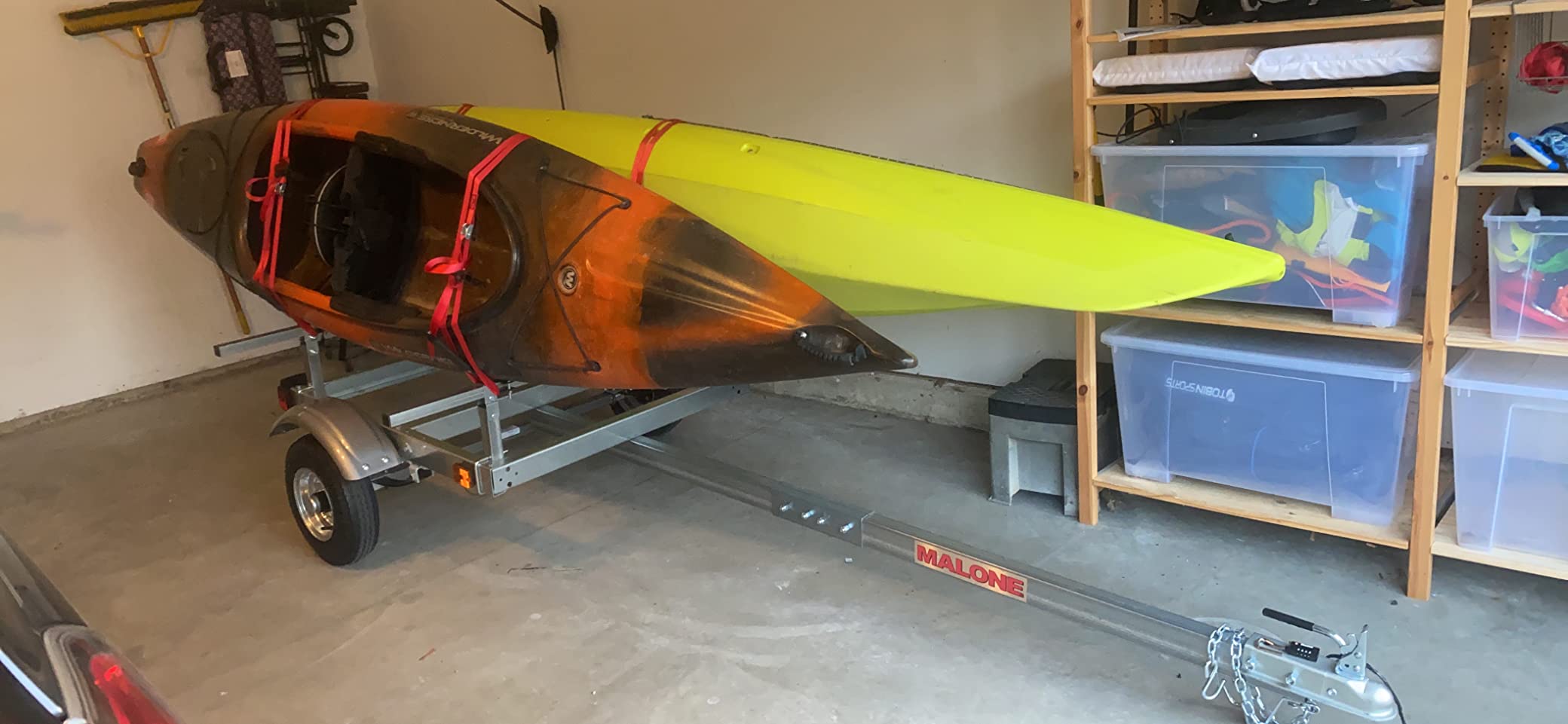Malone MPG586XJ EcoLight 2 Kayak Trailer with 2 J-Rack Kayak Carriers | 14' / 400 lbs Capacity | Fully Submersible | Marine Grade Galvanized Steel Construction customer photo 2