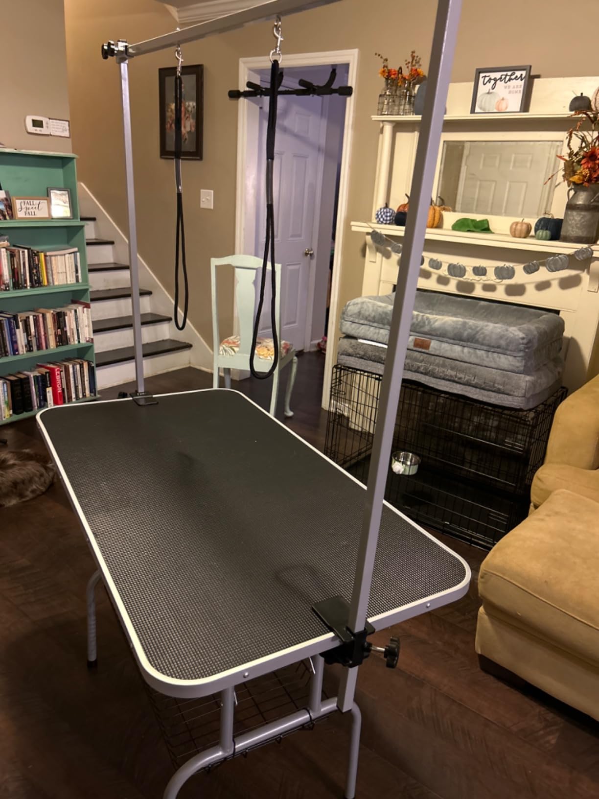 Yaheetech 46'' Dog Grooming Table for Large Medium Dogs at Home, Black | Portable Pet Grooming Table with Arm & Nooses, Foldable Design, Non-Slip Surface, Mesh Storage Tray, 264lbs Capacity customer photo 1