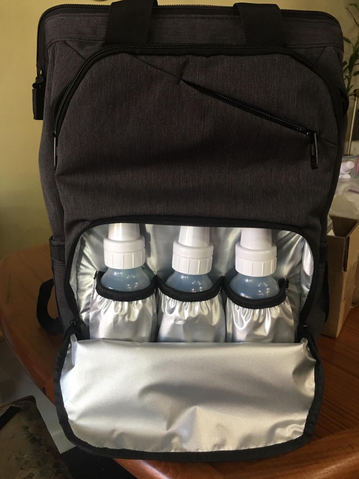 Hap Tim Diaper Bag Backpack,Large Capacity Travel Back Pack Maternity Baby Nappy Changing Bags, Double Compartments with Stroller Straps,Waterproof,Grey Black(US7340-GB) customer photo 2