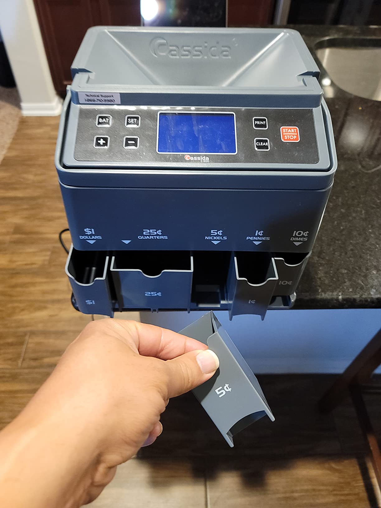 Cassida C300 Professional USD Coin Counter, Sorter and Wrapper/Roller, 300 Coins/min, with Quickload and Printing-Compatible, Gray customer photo 1