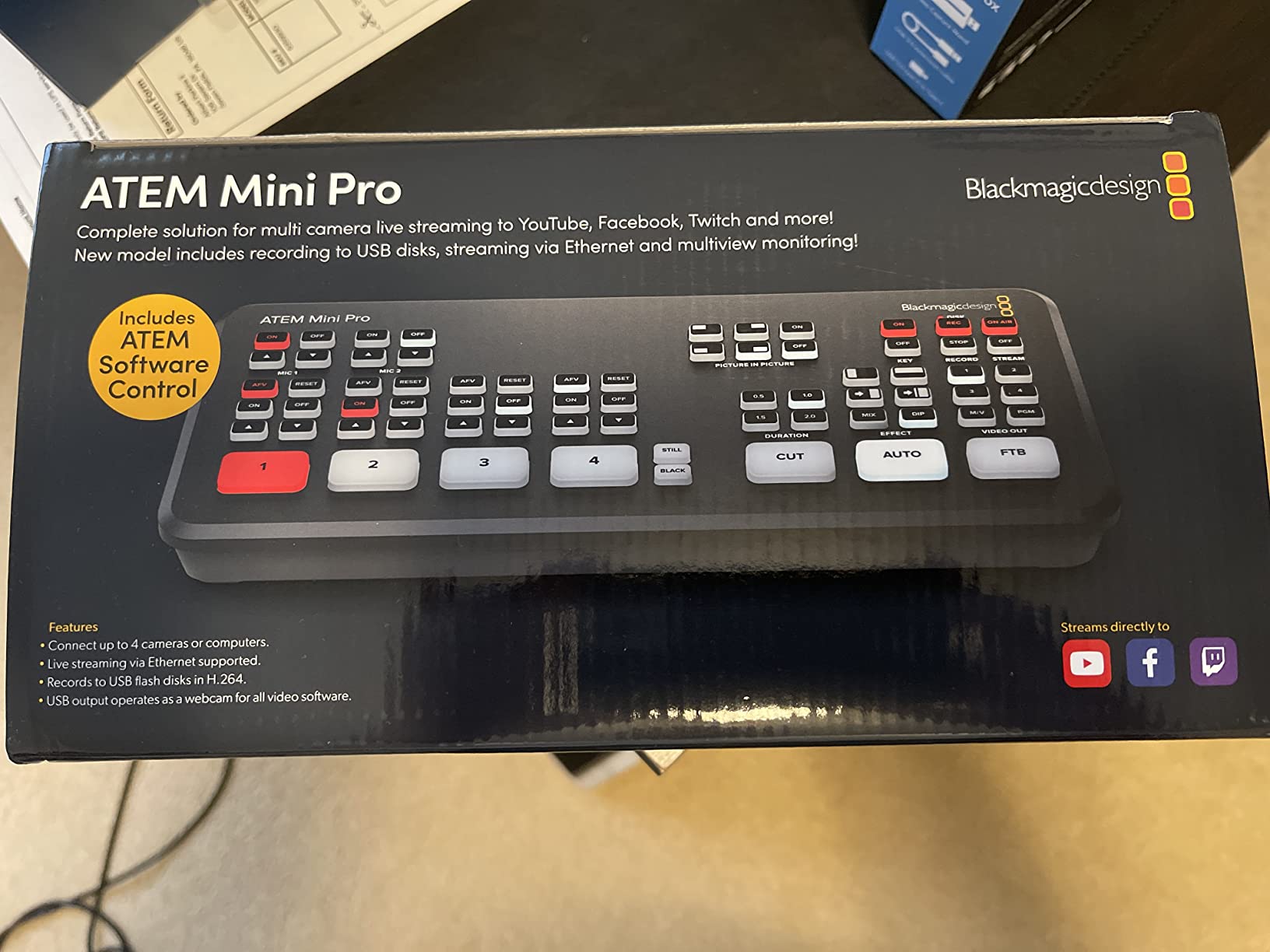 Blackmagic Design ATEM Mini Pro HDMI Live Stream Switcher | 4-input HDMI live production switcher with built-in streaming, recording, and multiview (SWATEMMINIBPR) customer photo 2