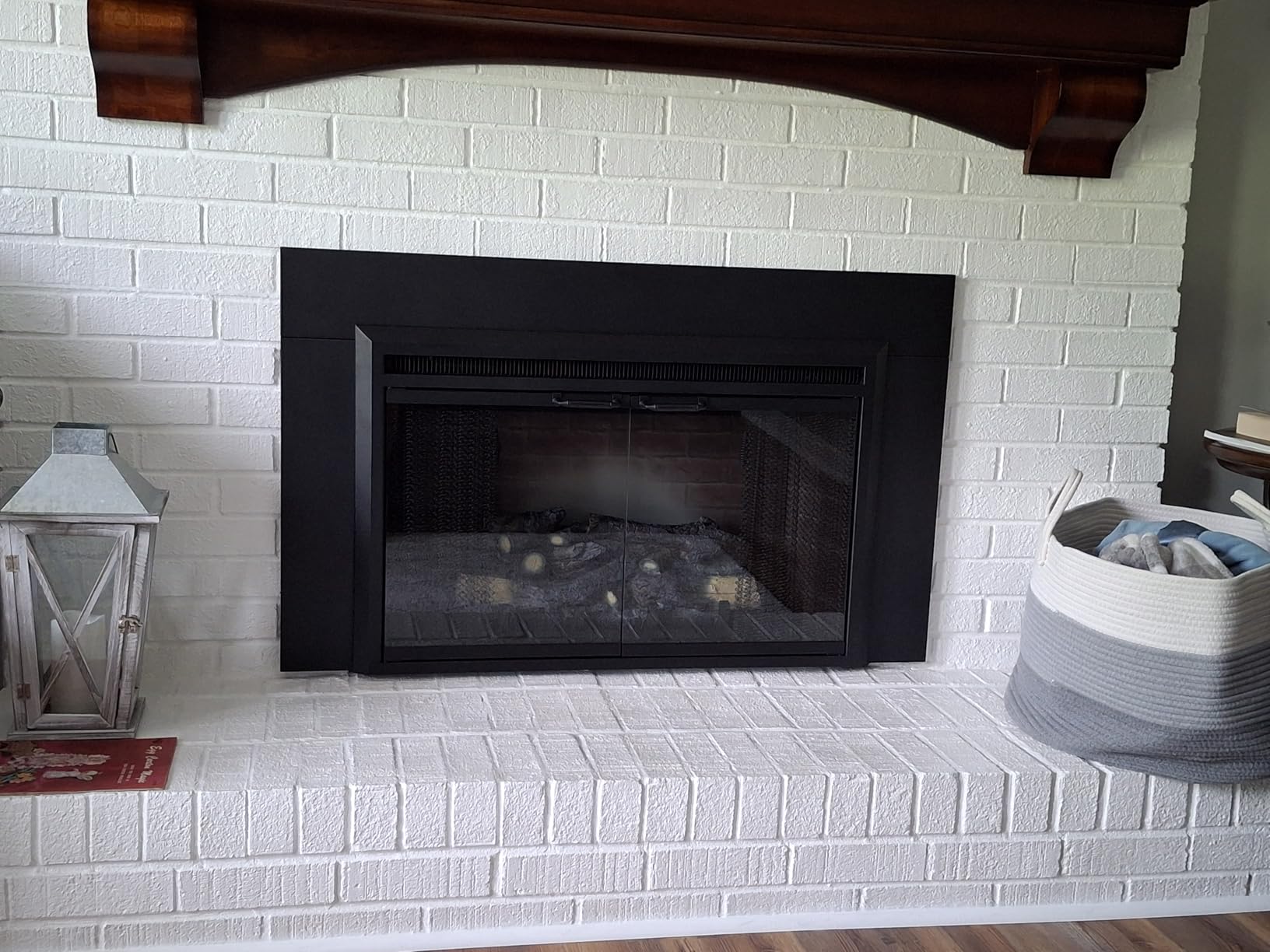 PuraFlame Klaus Electric Fireplace Insert with Fire Crackling Sound, Glass Door and Mesh Screen, 750/1500W, Black, 33 1/16 Inches Wide, 25 9/16 Inches High customer photo 2