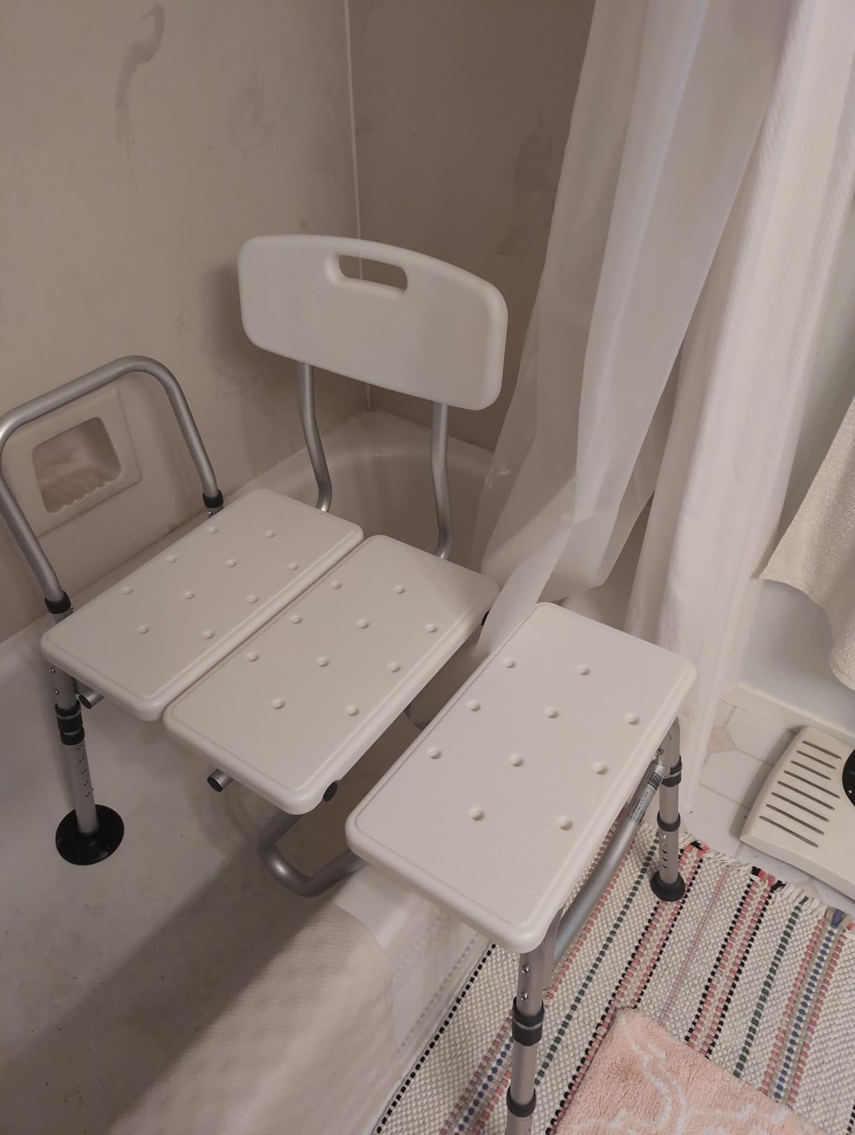 Drive Medical Splash Defense Tub Transfer Bench, Adjustable Height, White | Tub Transfer Bench Featuring U-Shaped Curtain Guard and 400 Lb Weight Capacity for Safety Daily for Everyday Use customer photo 2