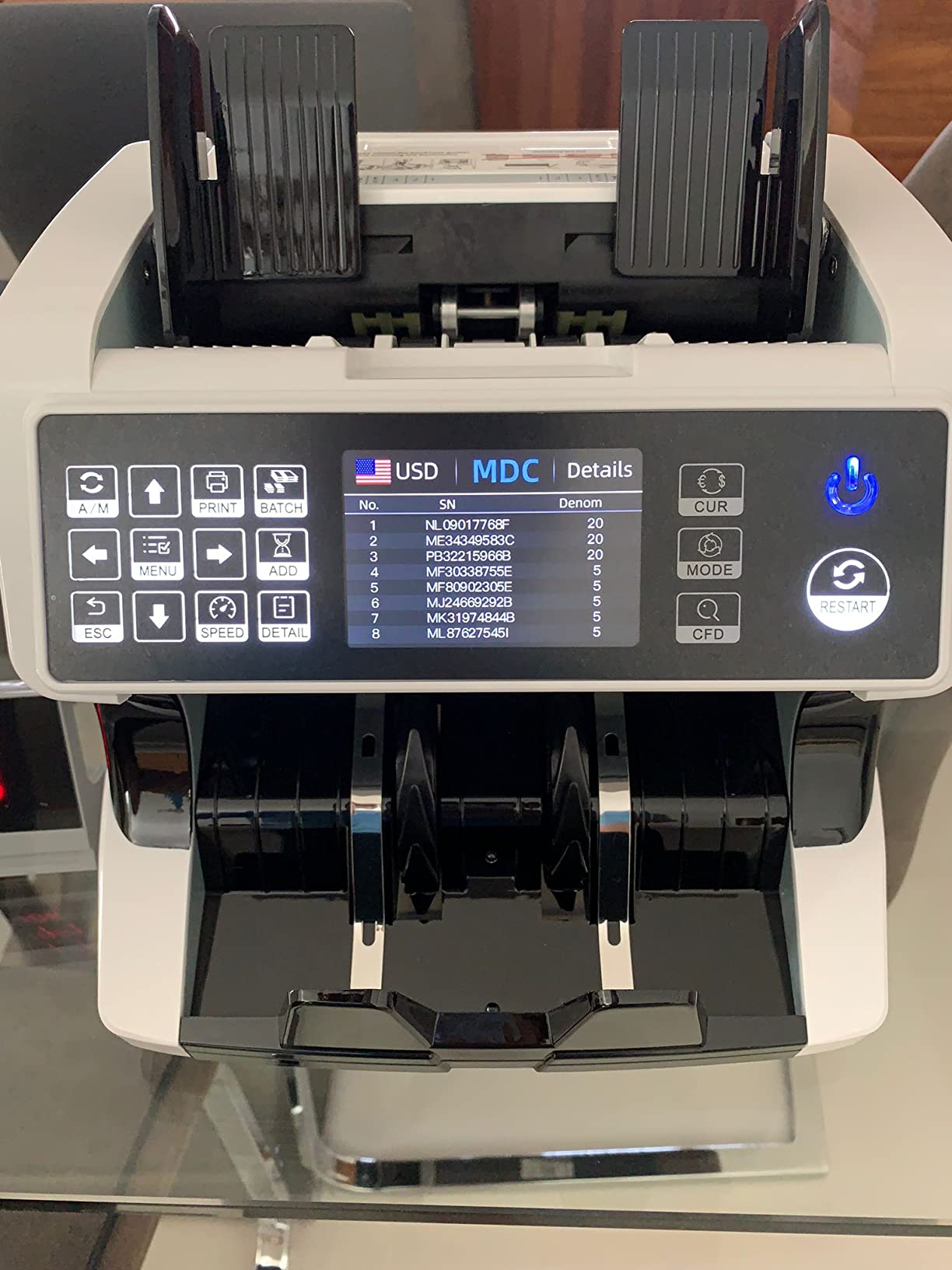 MUNBYN IMC01 Bank Grade Money Counter Machine Mixed Denomination, 2CIS/UV/IR/MG/MT Counterfeit Detection, Serial Number, MUL Currency Cash Counter, Printer Compatible customer photo 2