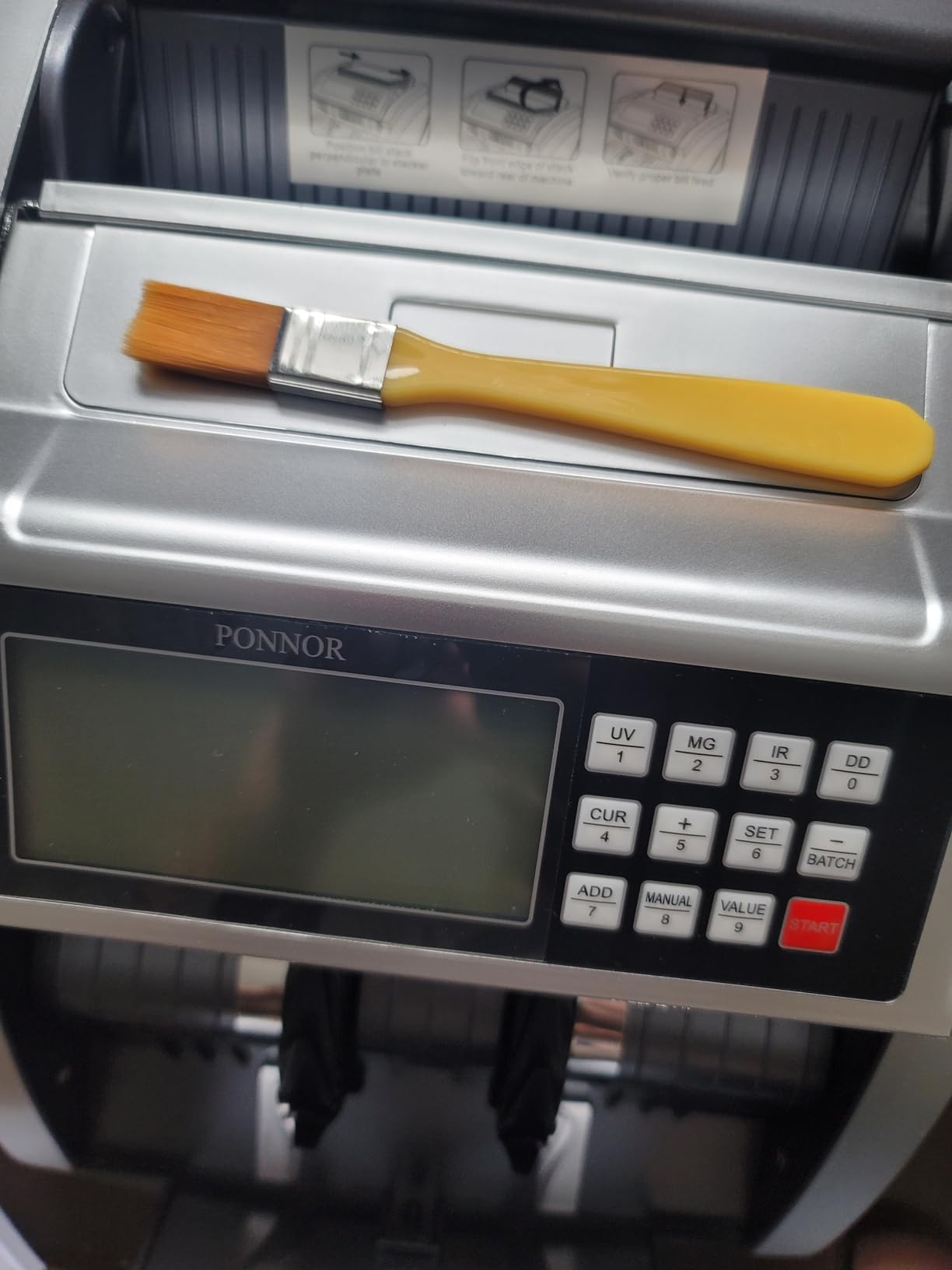 PONNOR Money Counter Machine with Value Bill Count, Cash Counter for Dollar, Euro with UV/MG/IR/DD/DBL/HLF/CHN Counterfeit Detection, Add/Bat/Value Mode Bill Counting Machine with Large LCD Display customer photo 1