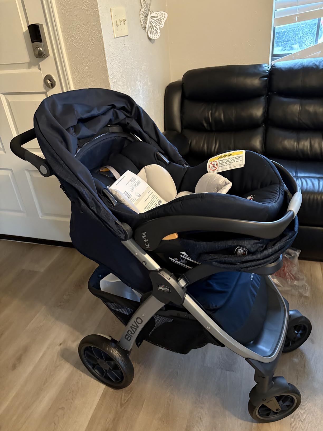 Chicco Bravo 3-in-1 Travel System, Quick-Fold Stroller with Car Seat | Camden/Black, KeyFit 30 car seat, 3 modes, UPF 50+ canopy, one-hand fold, all-wheel suspension, baby travel stroller customer photo 1