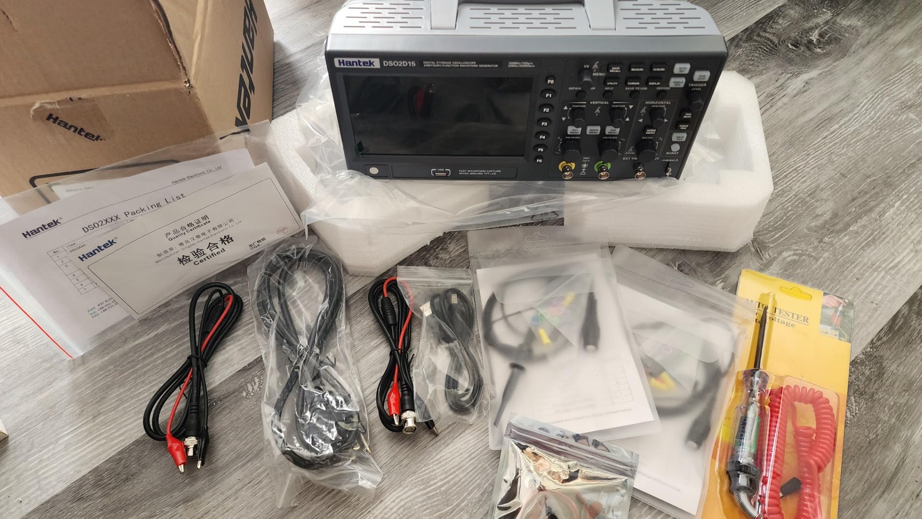 Hantek DSO2D15 Digital Storage Lab Oscilloscopes150MHz Bandwidth 2CH | 1GSa/s 8M Memory Depth with 1CH Waveform Generator with High Voltage Probe customer photo 1