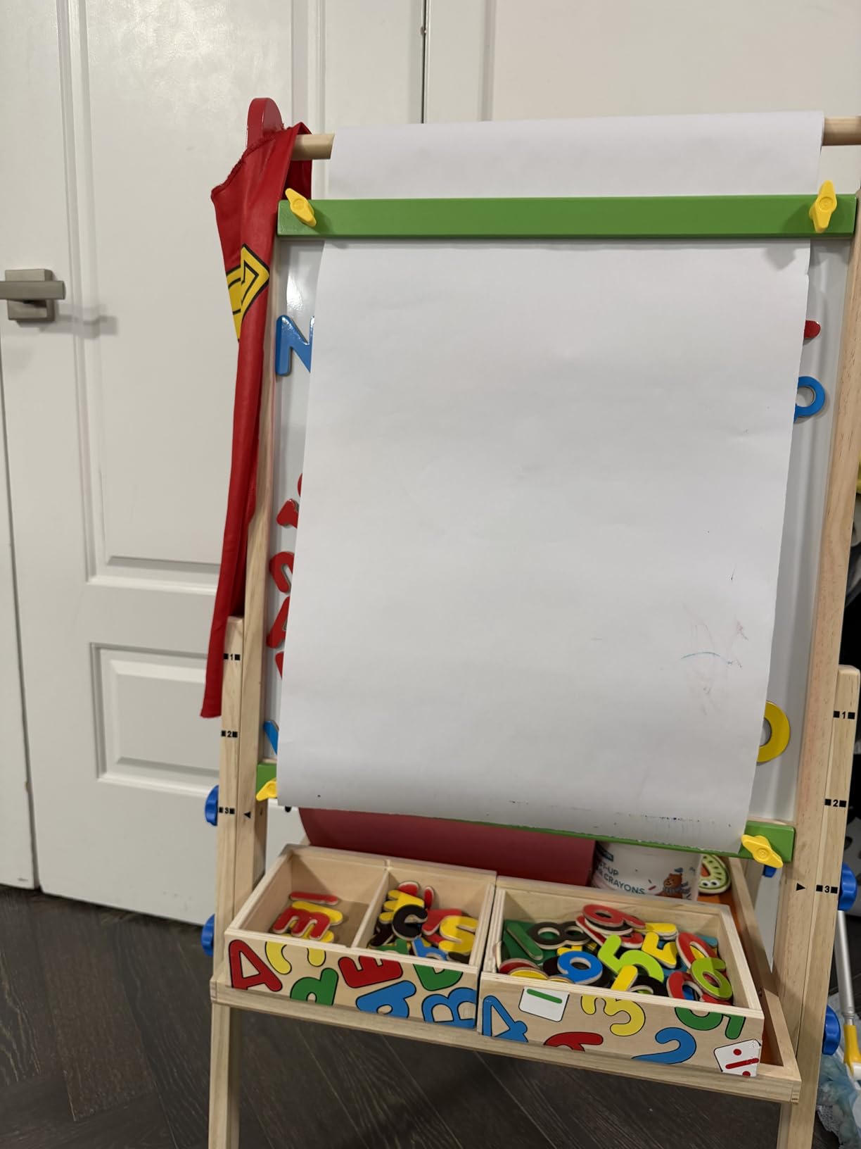Tiny Land Wooden Easel for Kids, Art Easel with Chalkboard & Whiteboard, Sturdy Solid Pine Frame, 2 Drawing Paper Rolls, Double-Sided Board, 3 Adjustable Heights, Ages 3-12 customer photo 1