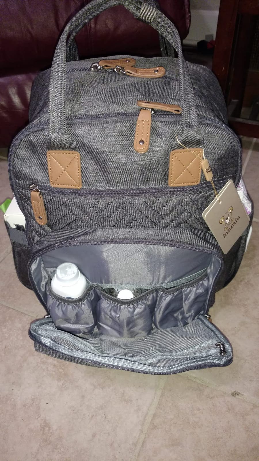 iniuniu Baby Diaper Bag Backpack, 4 in 1 kit Large Capacity Travel Backpack | Waterproof Backpack for Moms Dads,Travel Backpack with Pouch,Washable Changing Pad, Baby Essentials customer photo 1