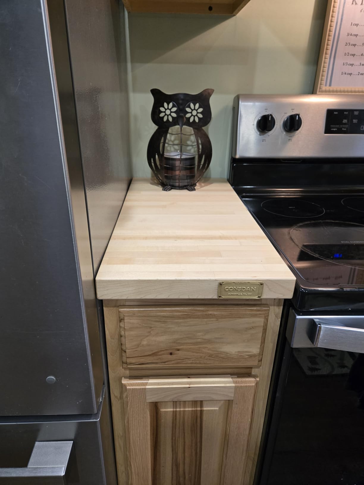 CONSDAN Butcher Block Counter Top, USA Grown Hard Maple Solid Hardwood Countertop, Washer/Laundry Countertop, Table Top, Polished, Prefinished with Food-safe Oil, 1.5