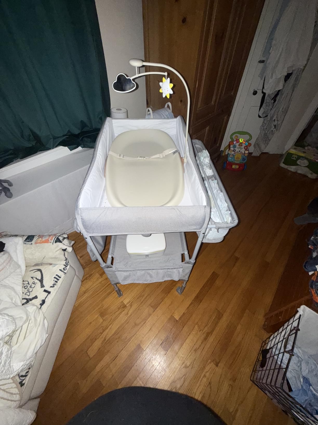 Sweeby Portable Baby Changing Table, Foldable Diaper Changing Station with Waterproof Pad, Mobile Nursery Organizer for Infant & Newborn Essentials, Grey customer photo 1