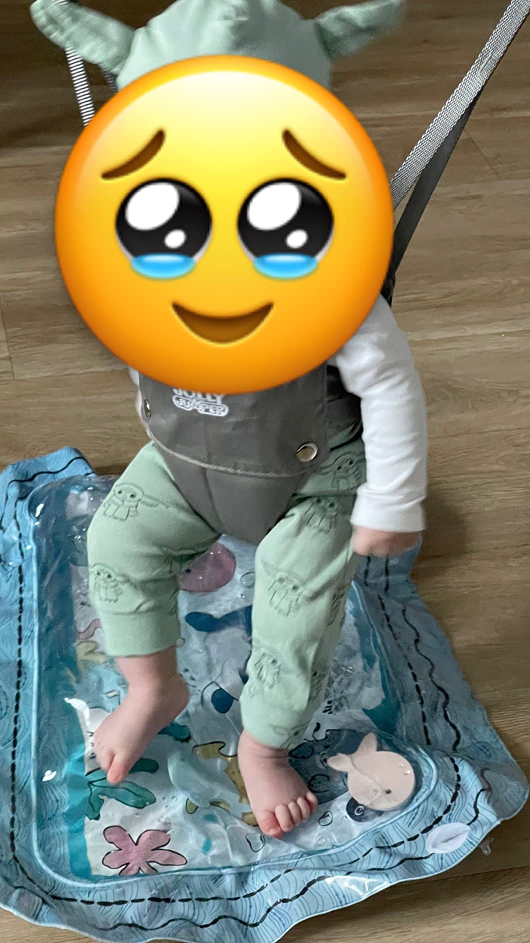 Jolly Jumper Elite Baby Exerciser - Grey Safari | Sturdy Frame, 6 ft Tall Stand Baby Jumper, Indoor/Outdoor Exercise Saddle Seat, Adjustable Height, for Infants up to 28lbs customer photo 2
