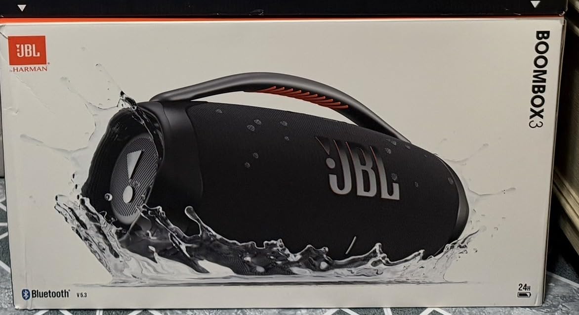 JBL Boombox 3 Black Portable Bluetooth Speaker with Massive Sound, Deepest Bass, IPX7 Waterproof, 24H Playtime, PartyBoost customer photo 1