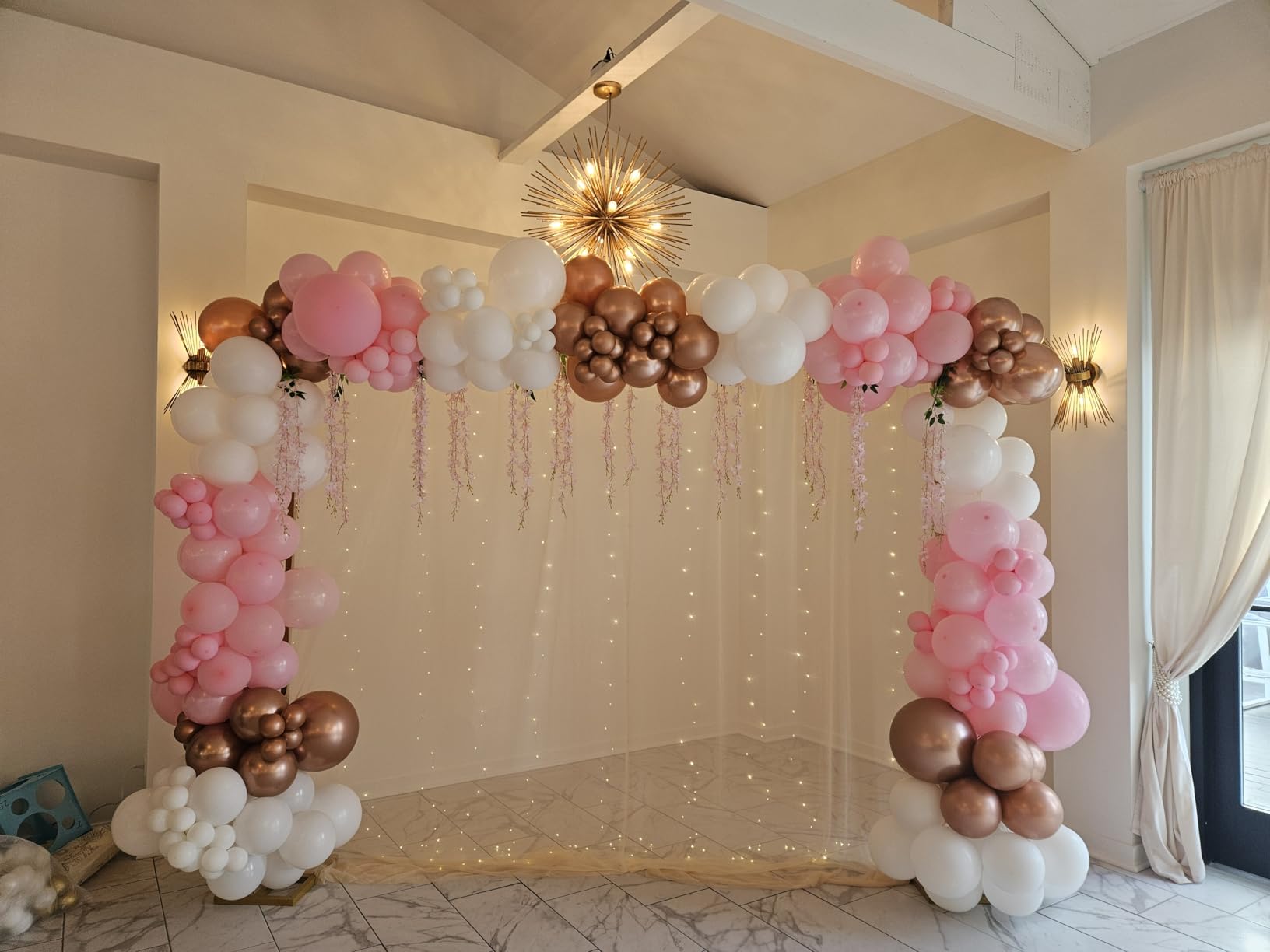 Wokceer 10x10FT Backdrop Stand Heavy Duty Pipe and Drape Kit Adjustable | Gold Metal Backdrop Stand Adjustable for Photography Photo Booth Background Wedding Birthday Party Christmas Decoration customer photo 2