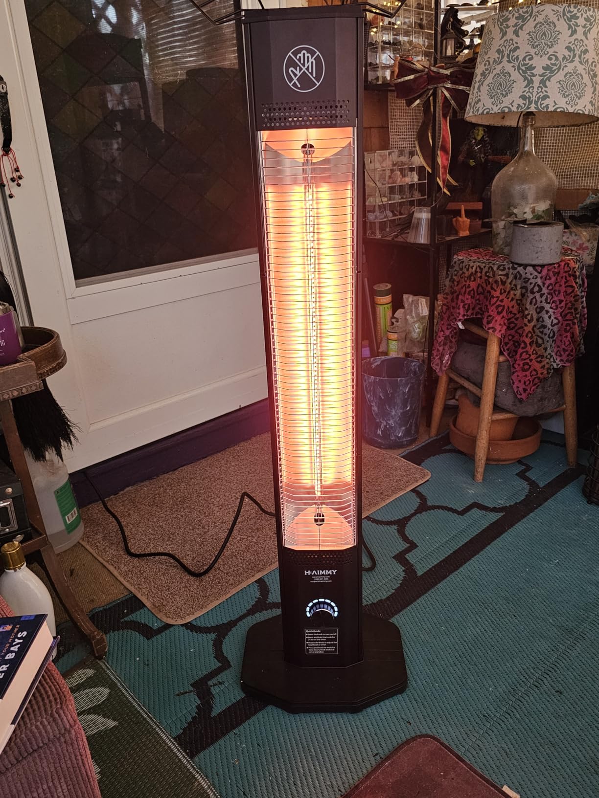 Outdoor Electric Patio Heater, Haimmy 42in Infrared Heater with Remote, 9 Heat Levels, 9H Timers, 1500W Instant Heating, Safety Lock, Tip-Over & Overheat Protection, IPX5 Waterproof Tower Space Heater customer photo 1