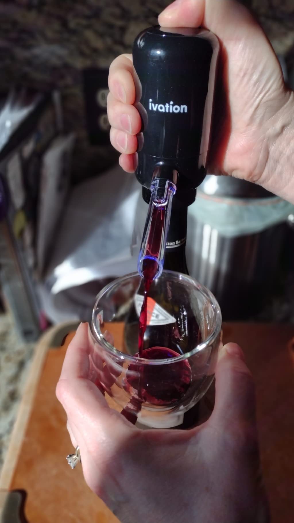 Ivation Battery-Operated Wine Aerator Dispenser, LED Light, Flexible Tube customer photo 1