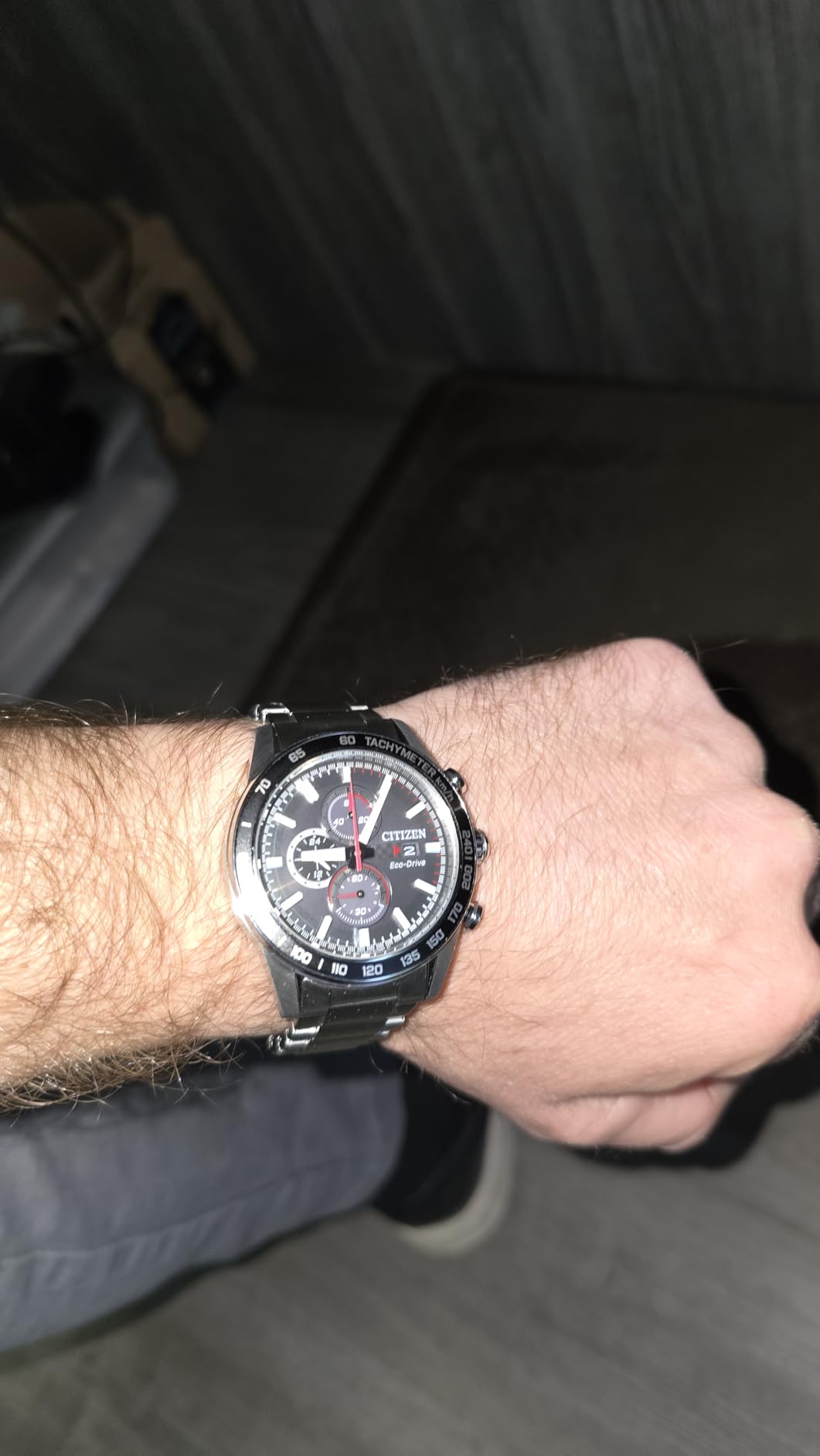 Men's Sport Casual Brycen Eco-Drive Chronograph Stainless Steel Watch, 12/24 Hour Time, Date, Tachymeter, 100 Meters Water Resistant, Spherical Mineral Crystal, Weekender customer photo 1