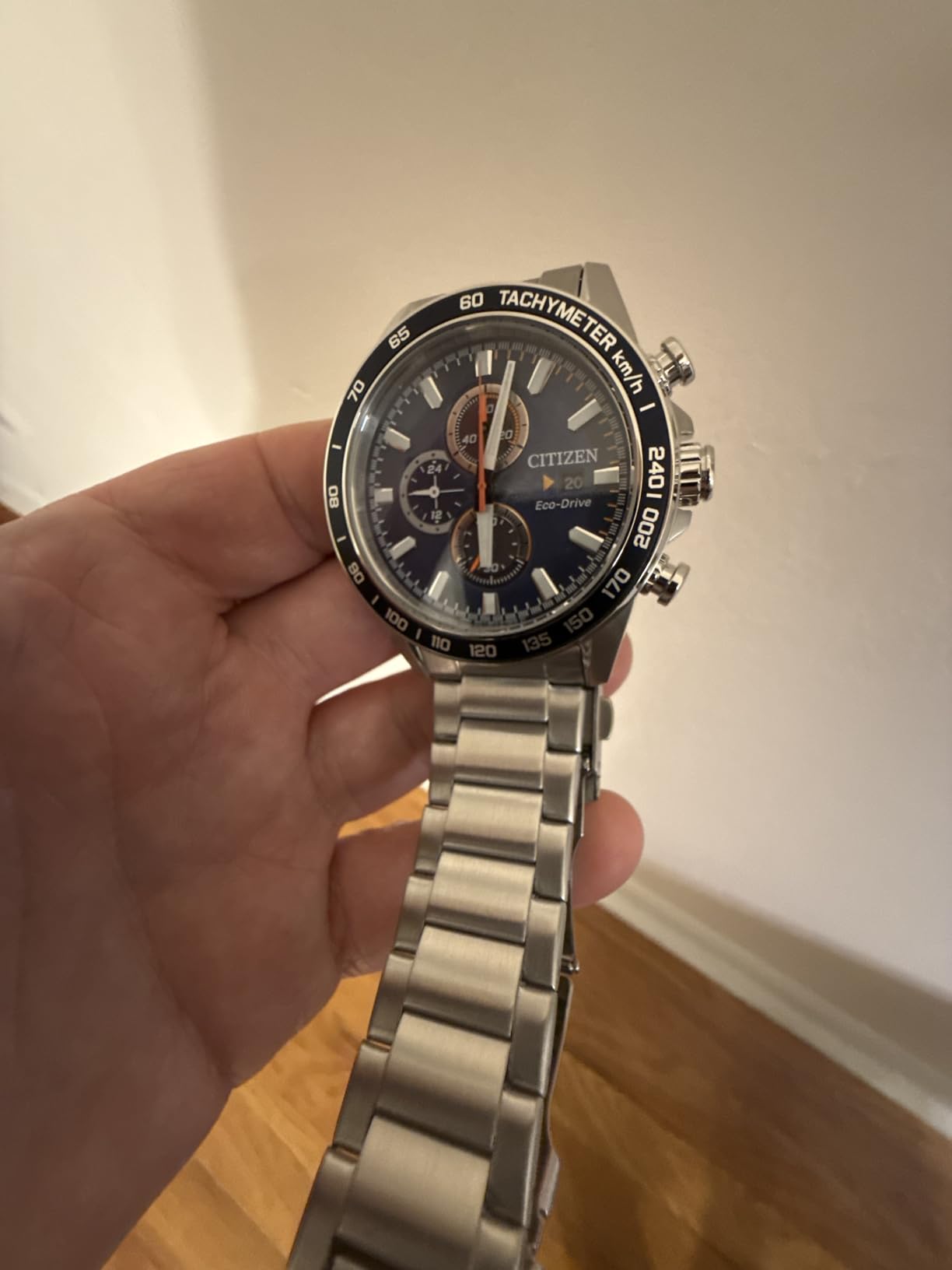 Men's Sport Casual Brycen Eco-Drive Chronograph Stainless Steel Watch, 12/24 Hour Time, Date, Tachymeter, 100 Meters Water Resistant, Spherical Mineral Crystal, Weekender customer photo 2