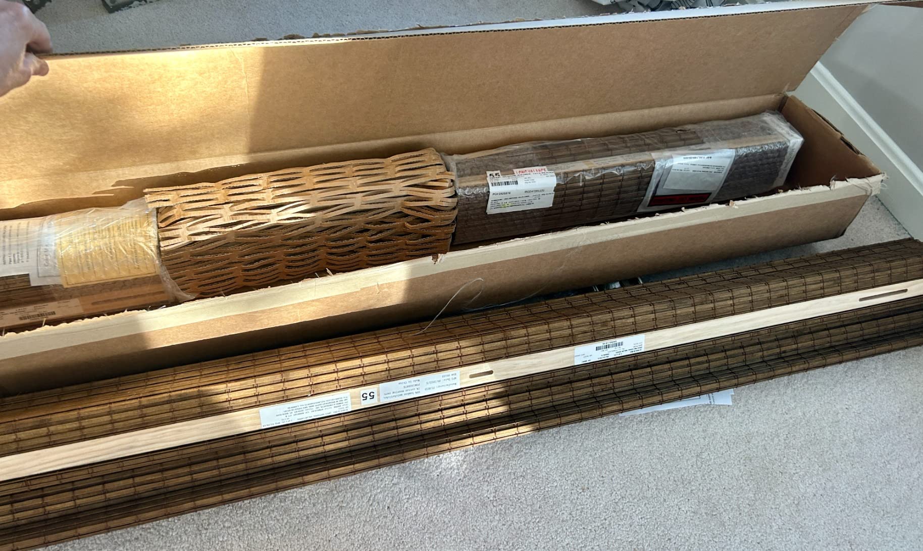MOOD Custom Bamboo Shades | Rustic | Top Down Bottom Up Cordless | Bamboo Roman Shades for Windows and Doors (Natural Woven) | Rustic Walnut (Great Privacy) | Custom Size customer photo 1
