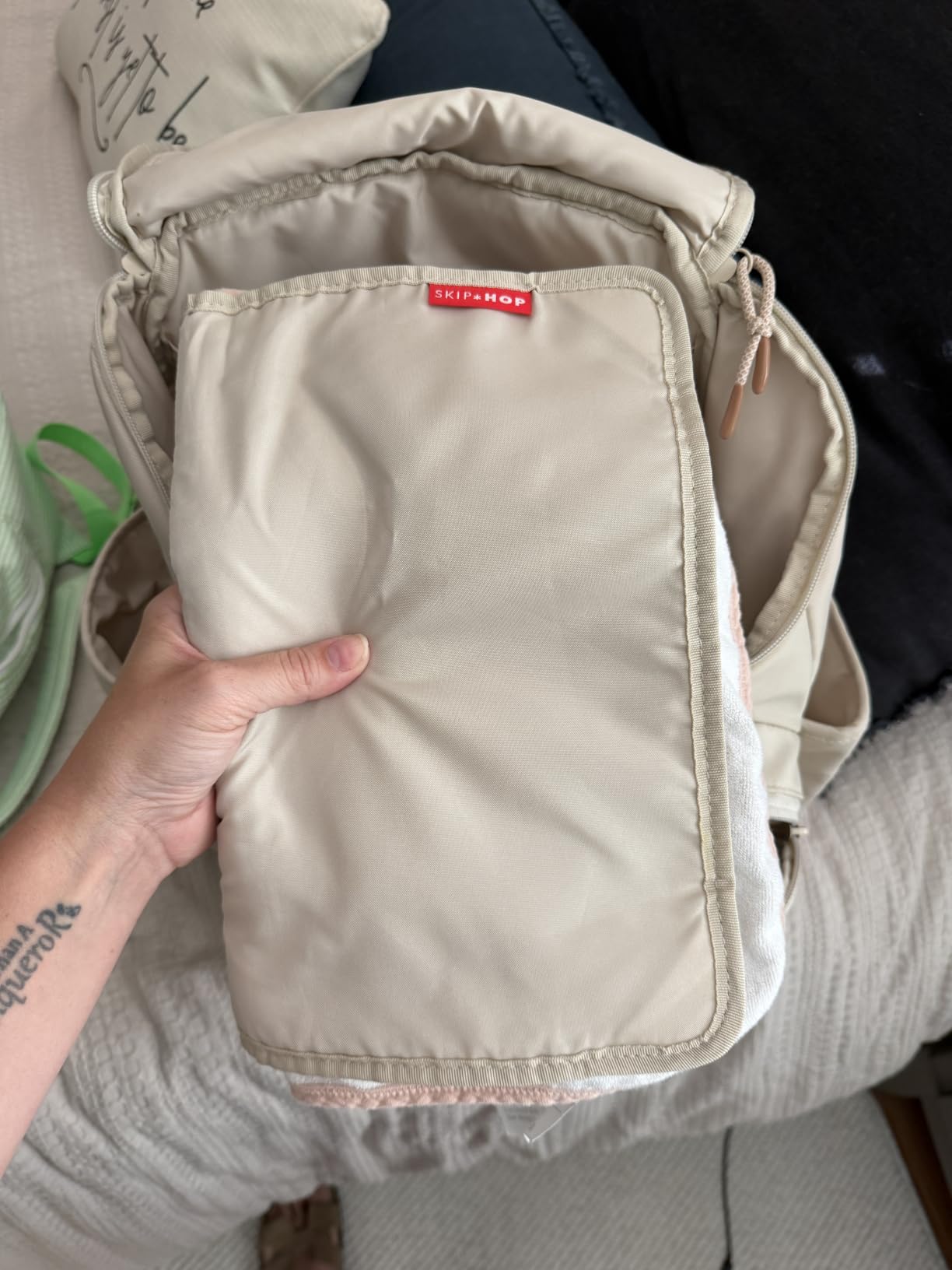 Skip Hop Diaper Bag Backpack: Forma, Multi-Function Baby Travel Bag with Changing Pad & Stroller Attachment, Sage customer photo 1