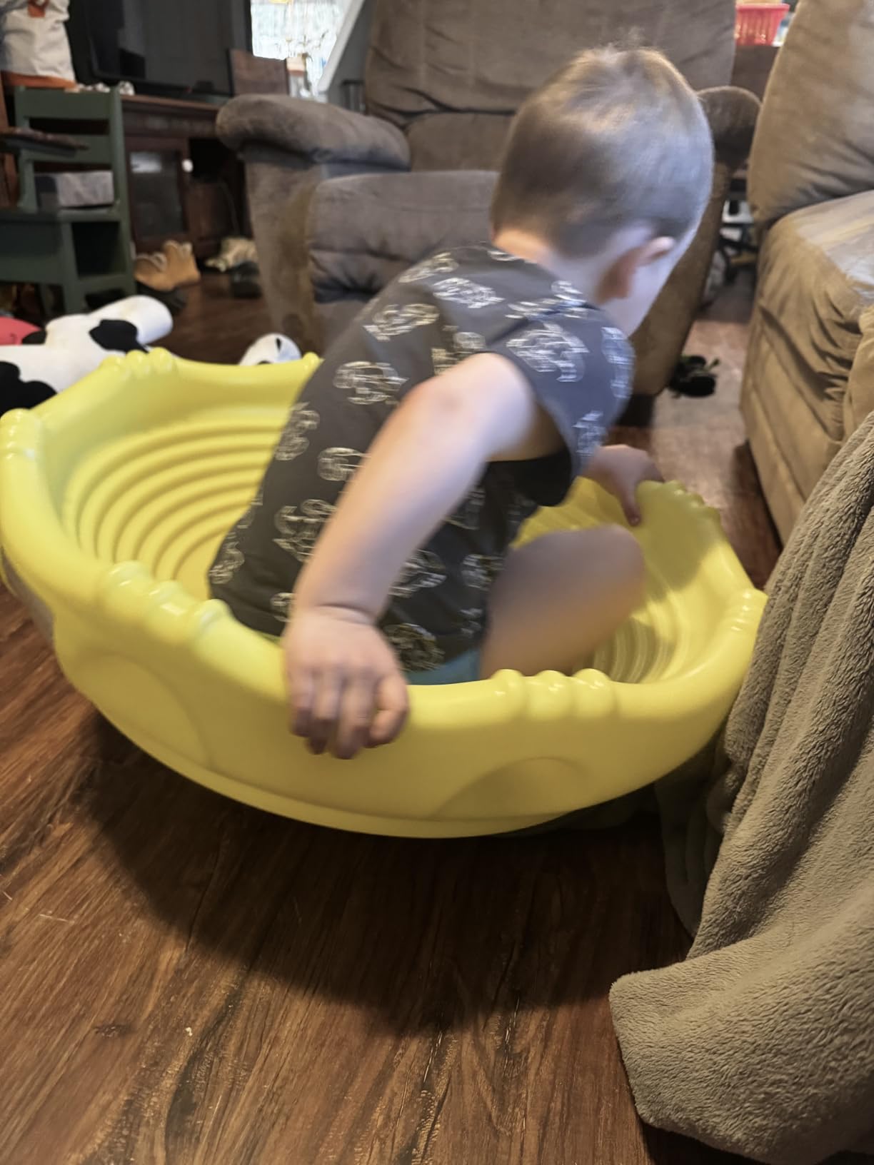 Simplay3 Two Sided Rock Around Wobble Disk and Climbing Dome for Toddlers and Kids - Rocking and Climbing - Indoor/Outdoor - Yellow/Green, Made in USA (1 Pack) customer photo 2