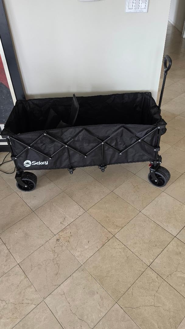 Sekey 300L Extended Collapsible Wagon, 660 lb Capacity, 48 in Long | Extra-large foldable wagon cart with 48 in extended cargo bed, 300L capacity, cup holders and all-terrain wheels with brakes customer photo 1