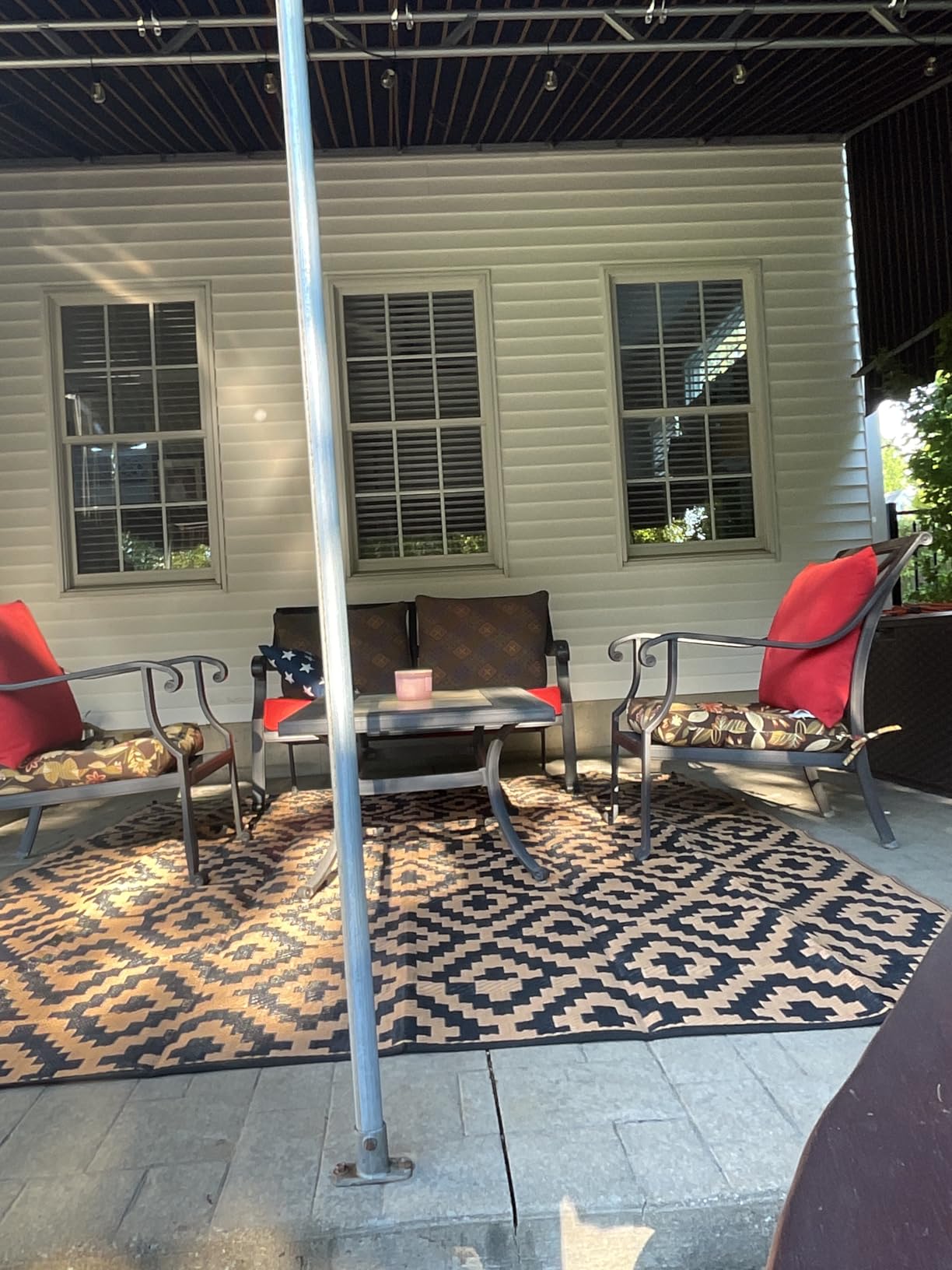 SAND MINE Reversible Mats, Plastic Straw Rug, Modern Area Rug, Large Floor Mat and Rug for Outdoors, RV, Patio, Backyard, Deck, Picnic, Beach, Trailer, Camping, Black & Beige, 6' x 9' customer photo 1