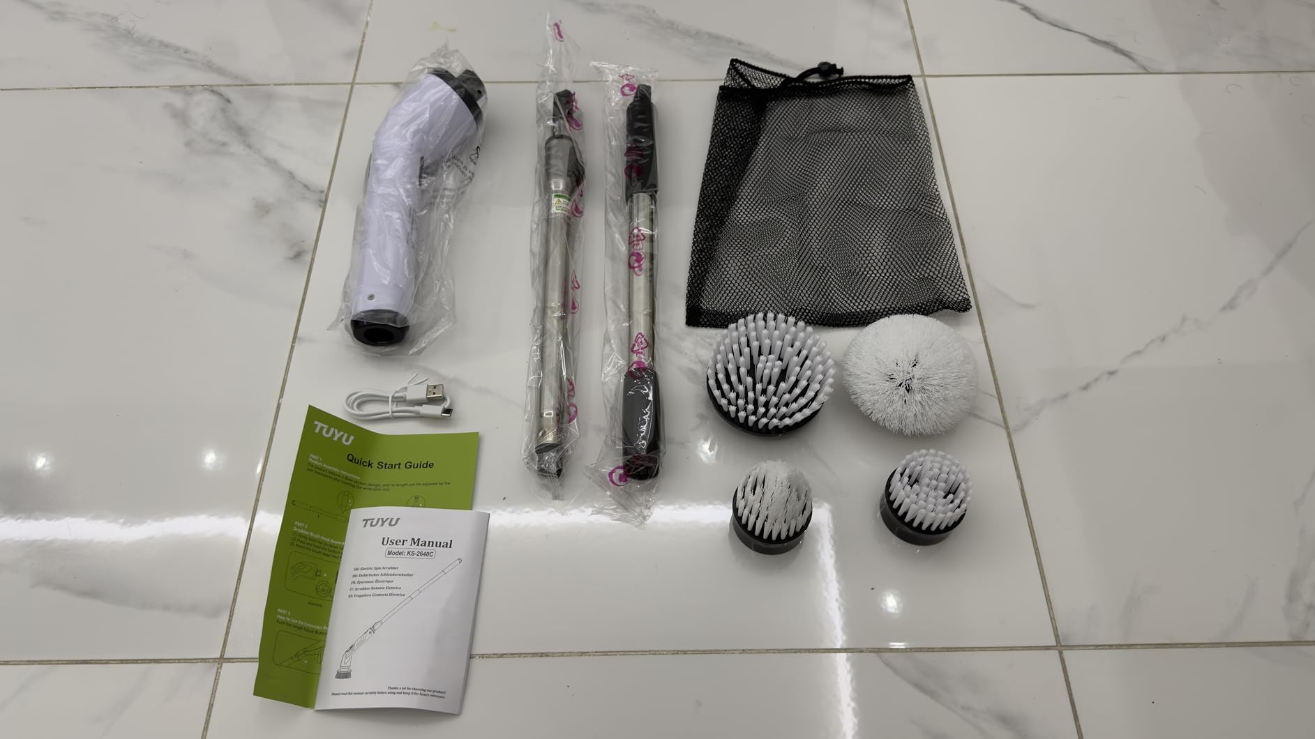 TUYU Electric Spin Scrubber, Cordless Cleaning Brush with LCD Display, Extendable Handle, 90min Runtime customer photo 2