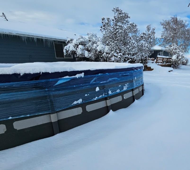 POOLHACKER 2026 Upgrade 24FT Round Winter Pool Cover for Above Ground Pools | 4 Foot Overlap, Extra-Thick 185 GSM Fabric, Handles -10F Weather, Windproof, Tear-Resistant, Waterproof, UV Protection customer photo 1