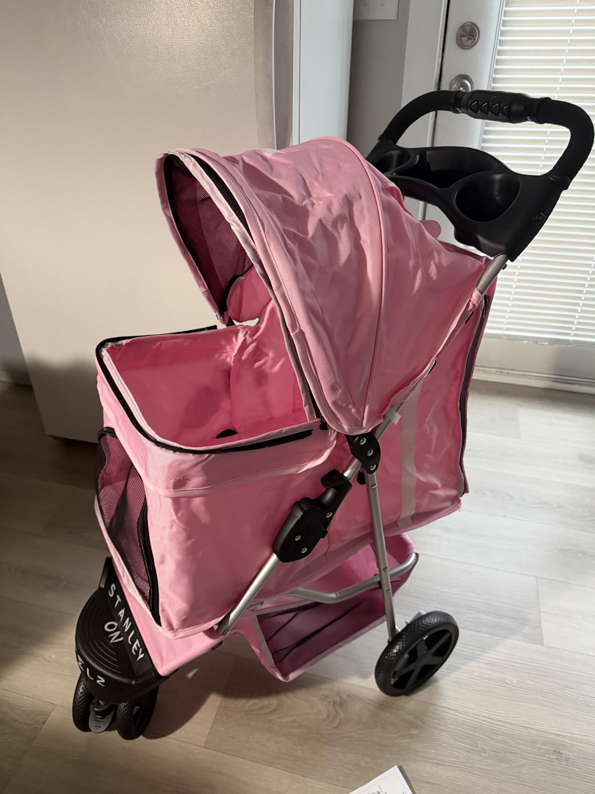 MoNiBloom Pet Stroller for Small/Medium Dogs and Cats up to 33 lbs, Black | Foldable Dog Stroller 3 Wheels Pet Strolling Cart w/ Storage Basket Cup Holder, Breathable and Visible Mesh for All-Season customer photo 1