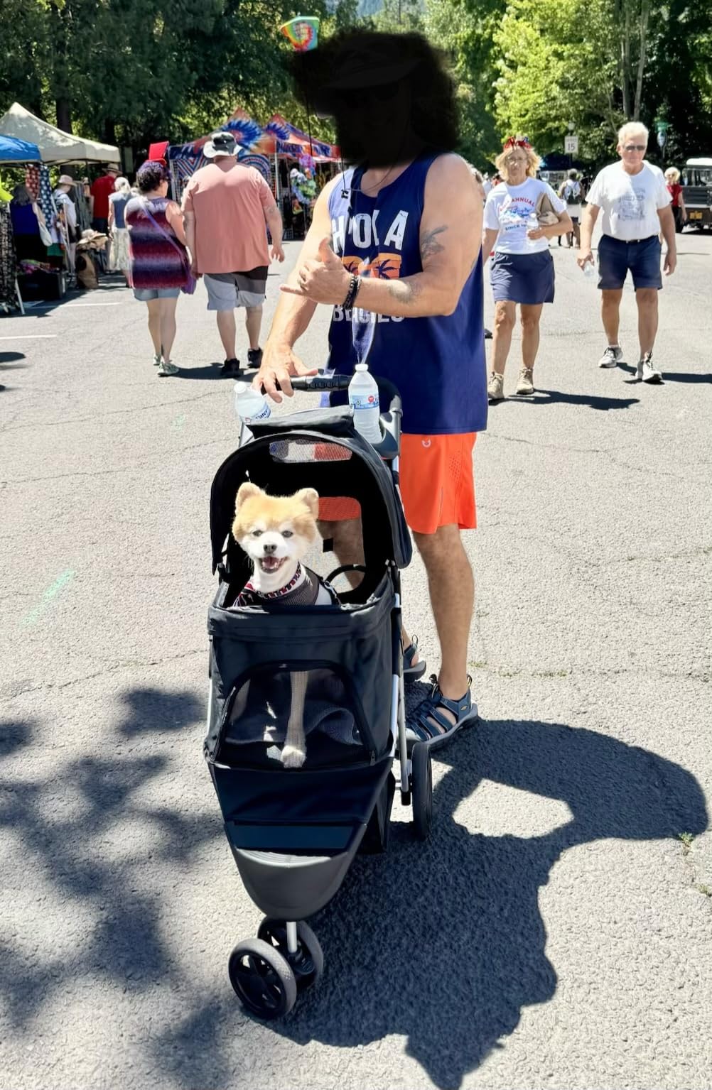 MoNiBloom Pet Stroller for Small/Medium Dogs and Cats up to 33 lbs, Black | Foldable Dog Stroller 3 Wheels Pet Strolling Cart w/ Storage Basket Cup Holder, Breathable and Visible Mesh for All-Season customer photo 2