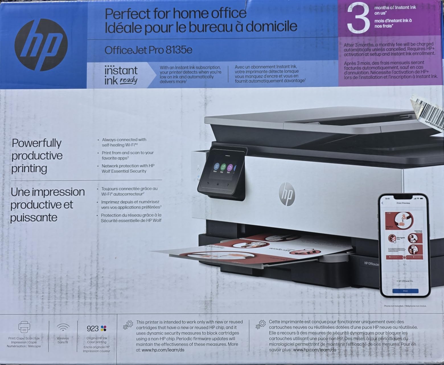 HP OfficeJet Pro 8135e Wireless All-in-One Color Inkjet Printer, Print, scan, Copy, fax, ADF, Duplex Printing Best-for-Home Office, 3 Month Instant Ink Trial Included, AI-Enabled (40Q35A) customer photo 1